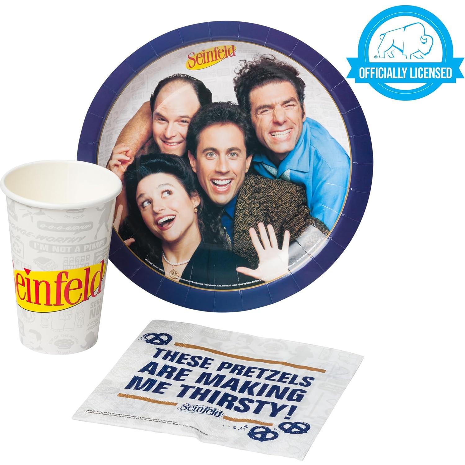 Set de Fiesta Seinfeld 60 Piezas Silver Buffalo - Platos, Vasos y Servilletas