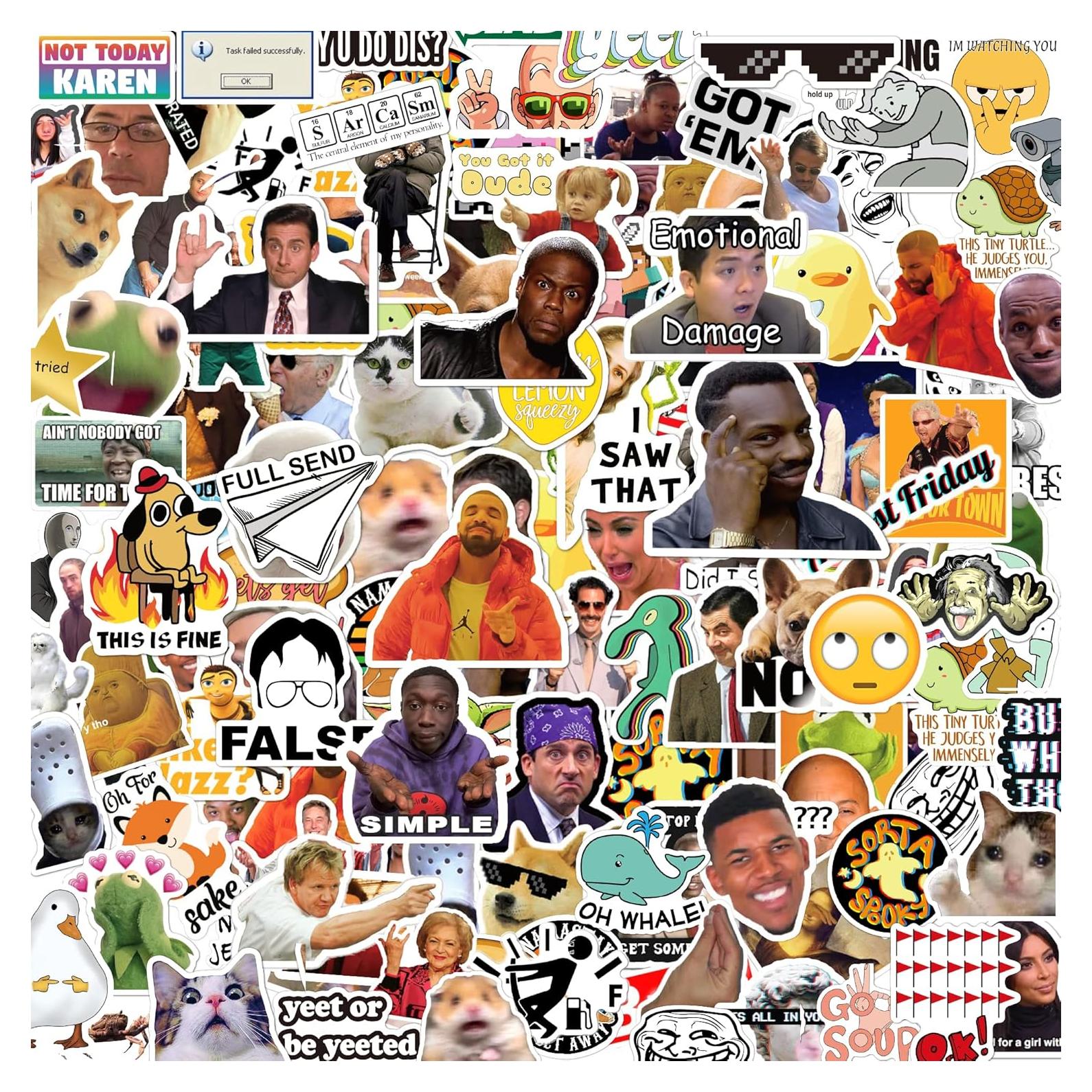 Paquete de 306 Pegatinas de Meme Divertidas Puraesla - Vinilo Impermeable