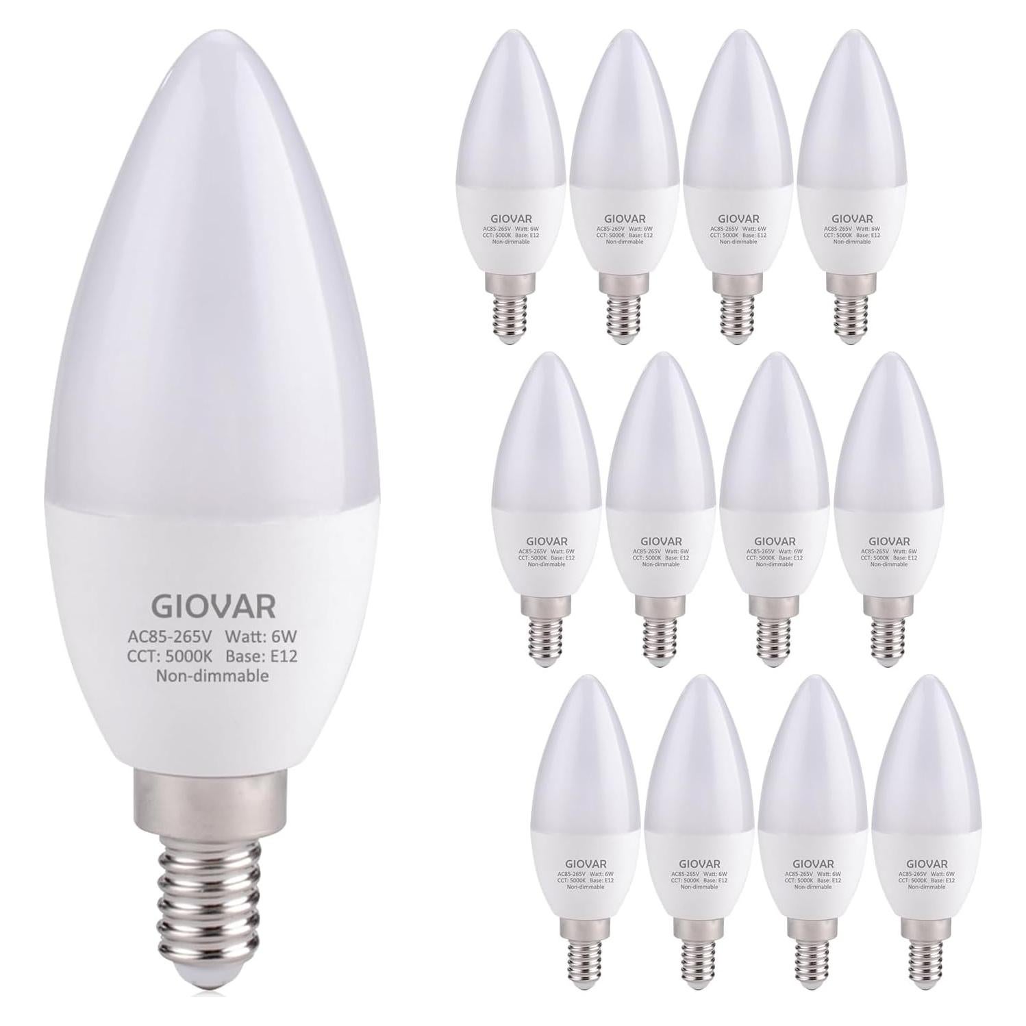 Paquete de 12 bombillas LED GIOVAR E12 6W luz diurna 5000K