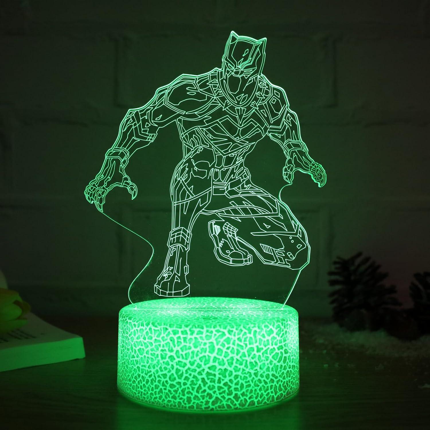 Luz Nocturna 3D Pantera Negra TSKVT con Control Remoto 16 Colores