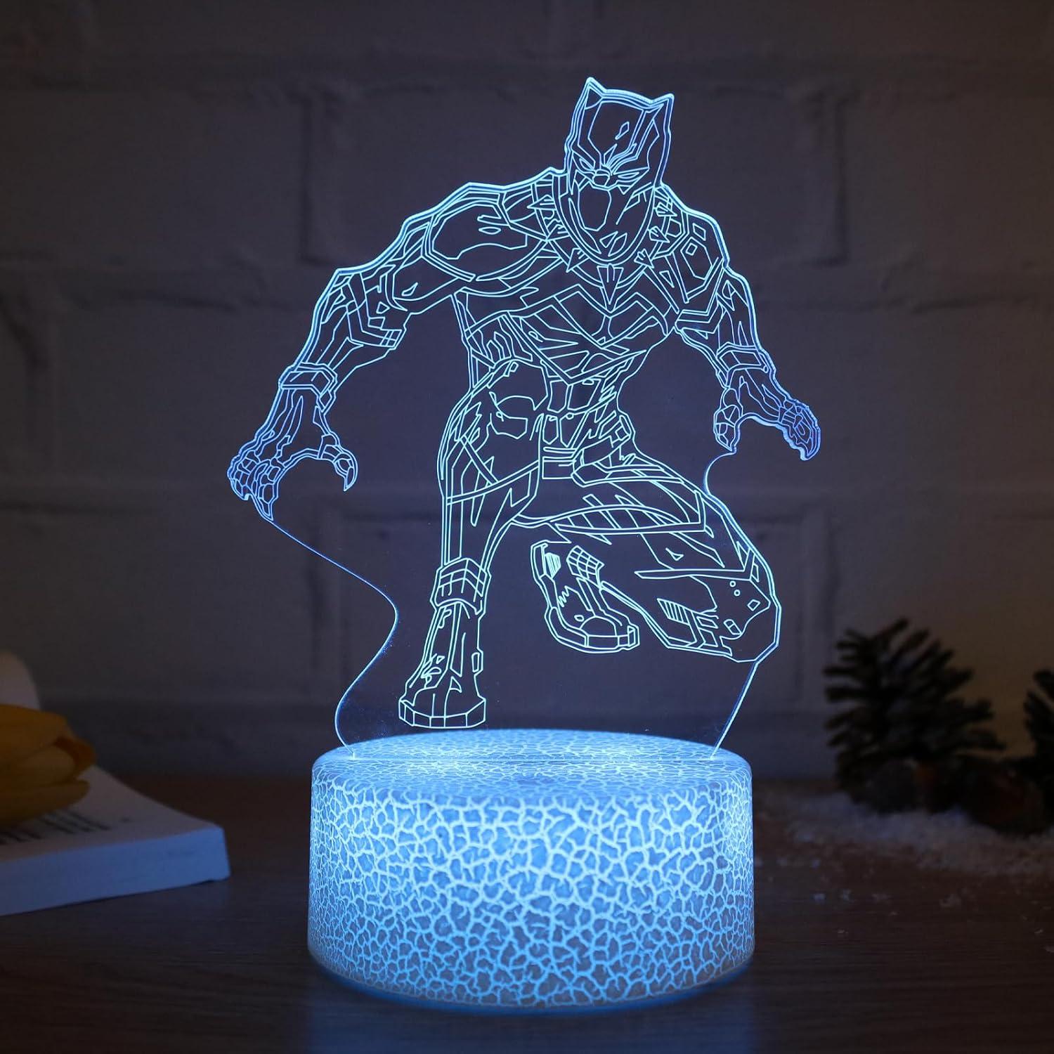 Luz Nocturna 3D Pantera Negra TSKVT con Control Remoto 16 Colores