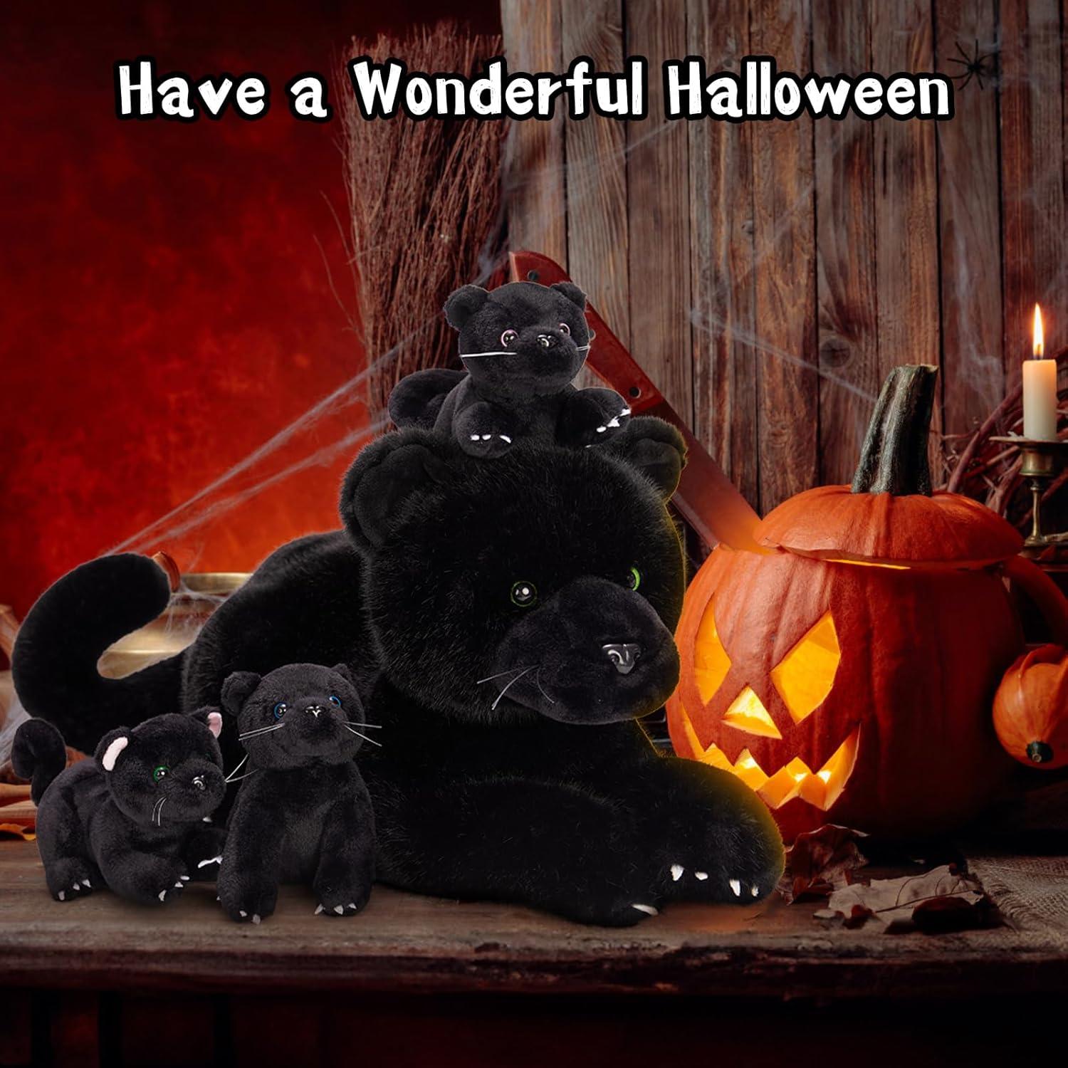 MorisMos Pantera de Peluche Negra 45 cm con Cachorros