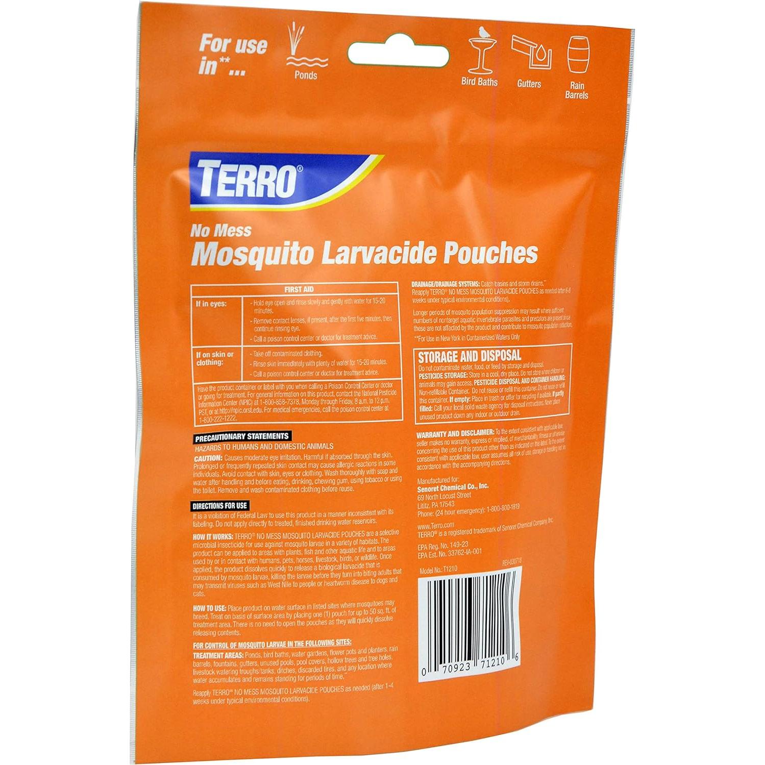 Larvicida para Mosquitos TERRO T1210 - 10 Paquetes Disolubles