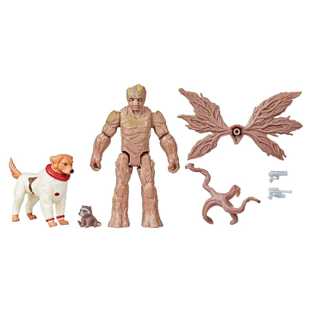 Figuras de Acción Groot 10 cm, Cosmo 5 cm y Baby Rocket 3.8 cm - Hasbro