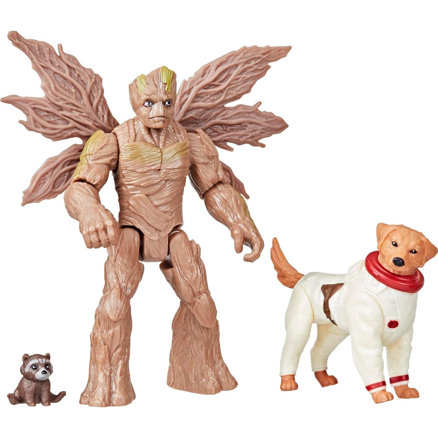 Figuras de Acción Groot 10 cm, Cosmo 5 cm y Baby Rocket 3.8 cm - Hasbro