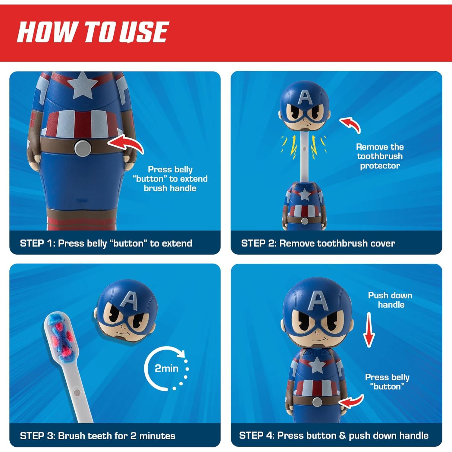 Cepillo de Dientes Brush Buddies Capitán América Niños 19cm