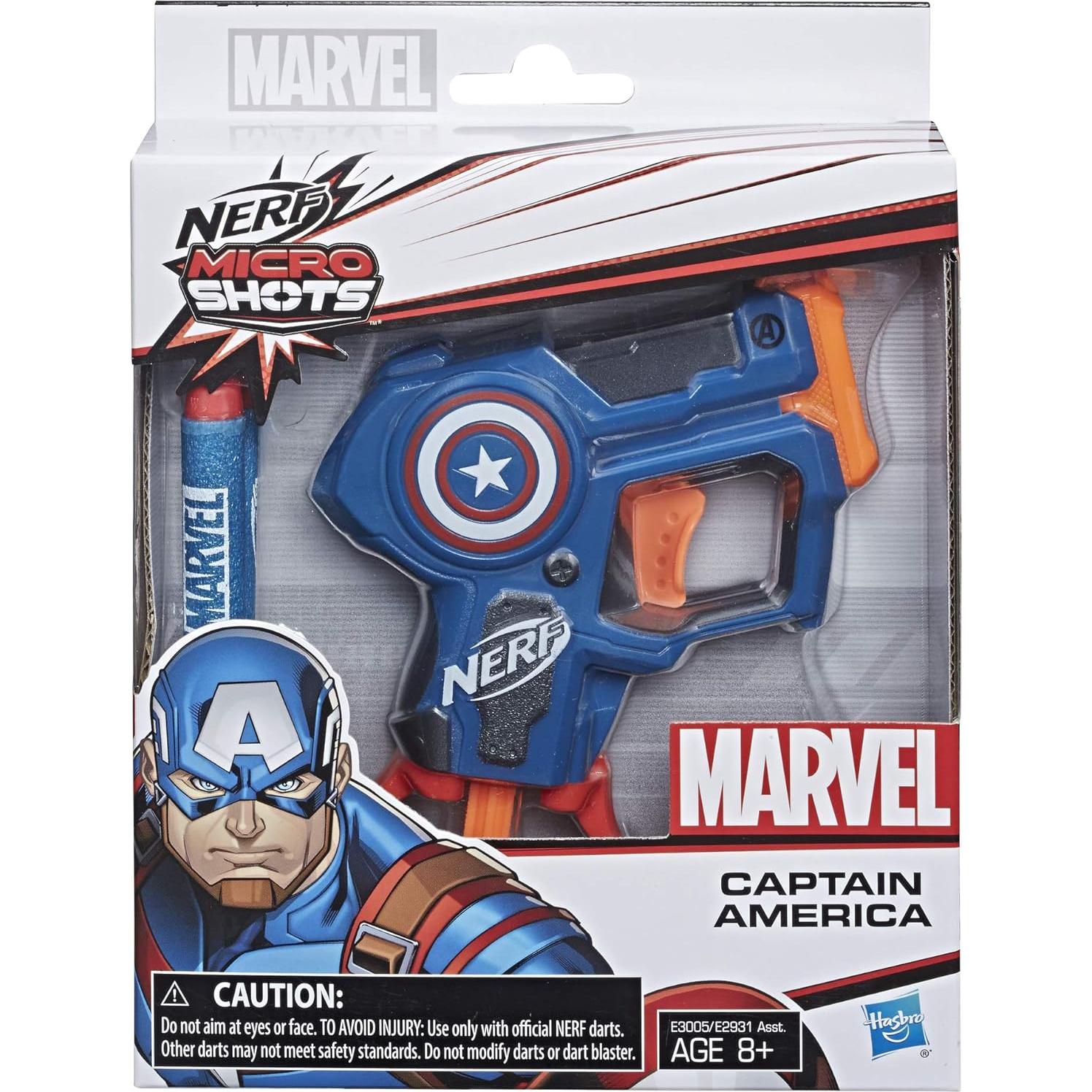 Blaster Nerf Microshots Marvel Capitán América 190g