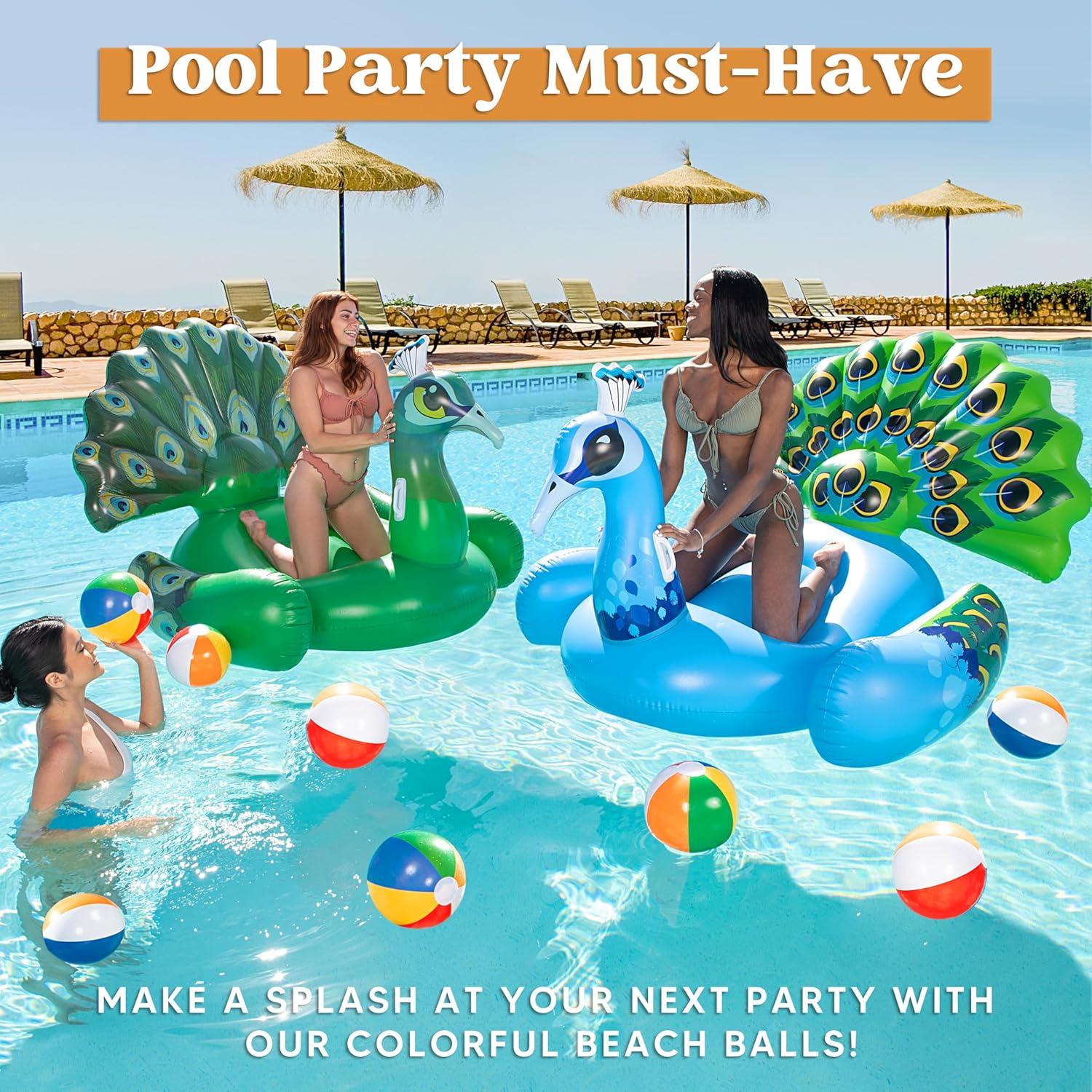 Pelotas de Playa Inflables Arcoíris JOYIN - Paquete de 12, 30 cm