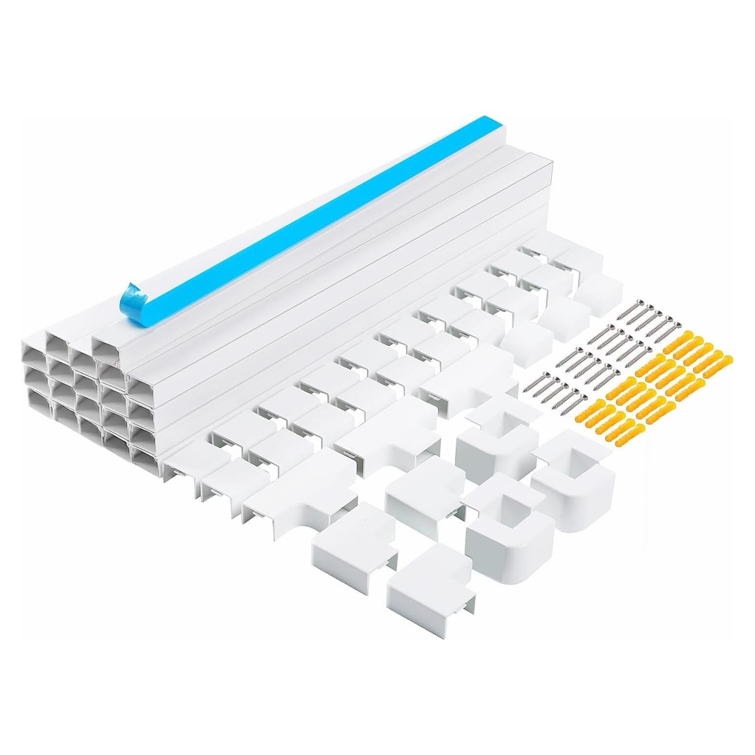 Kit de Canal de Cable RAZCC 20 Piezas Gestión de Cables Blanco