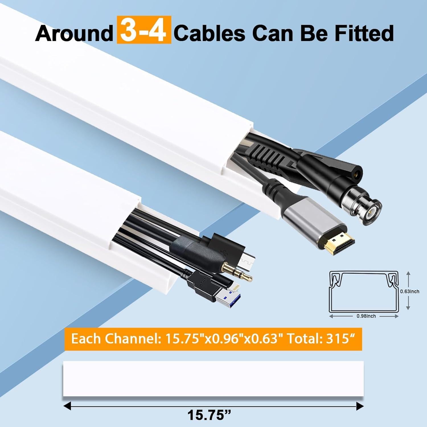 Kit de Canal de Cable RAZCC 20 Piezas Gestión de Cables Blanco