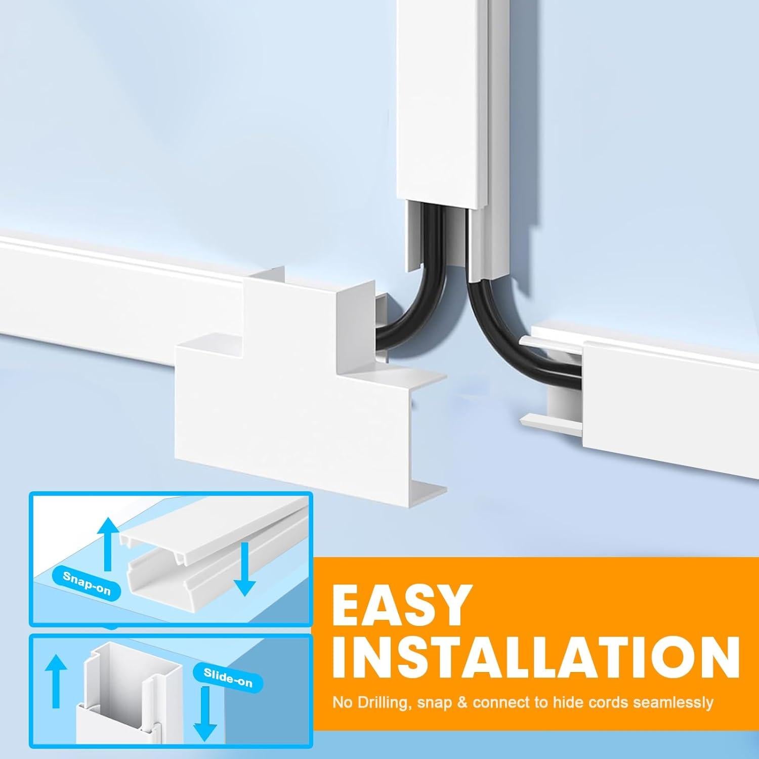 Kit de Canal de Cable RAZCC 20 Piezas Gestión de Cables Blanco