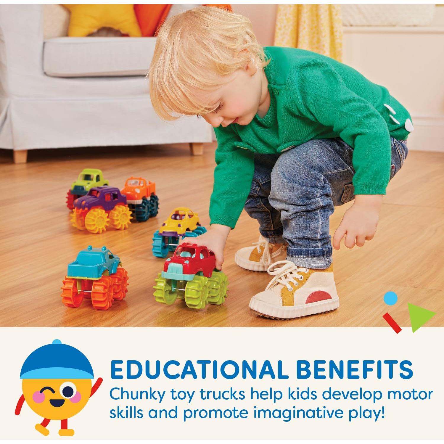 Battat Mini Camiones Monstruo de Juguete - Paquete de 6 - 2 Años+