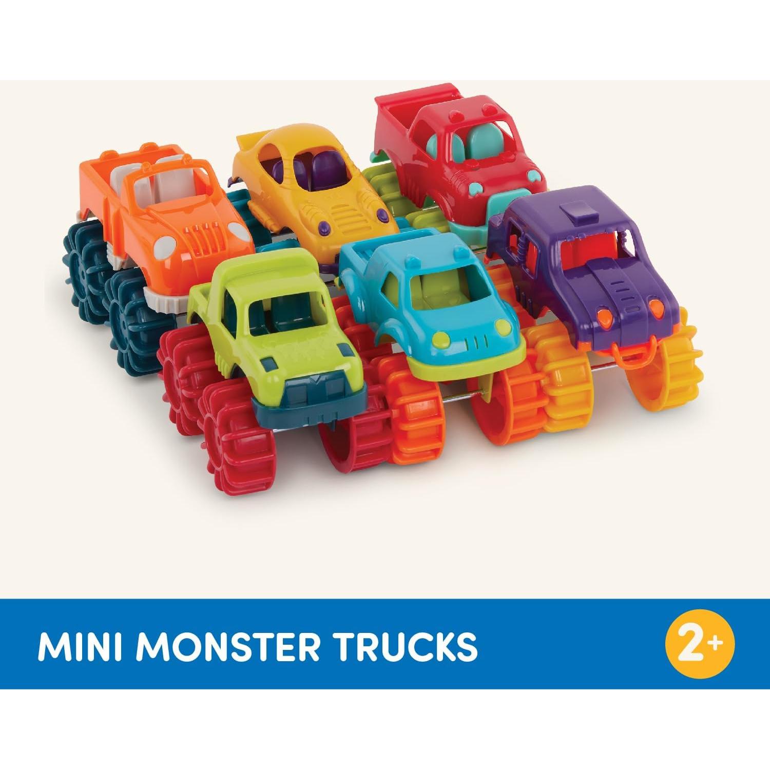 Battat Mini Camiones Monstruo de Juguete - Paquete de 6 - 2 Años+