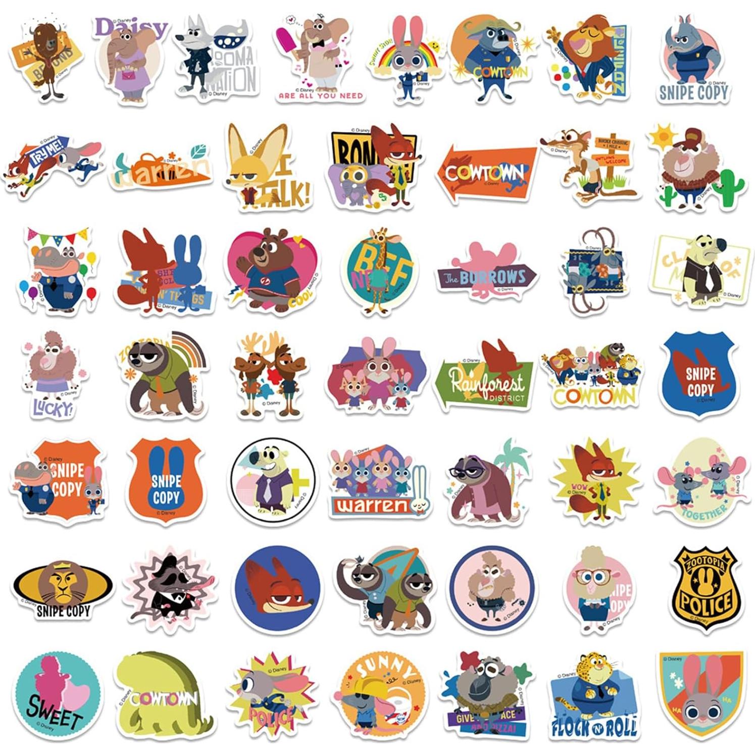 50 Calcomanías Zootopia Judy Hopps Nick Wilde Mozoltov