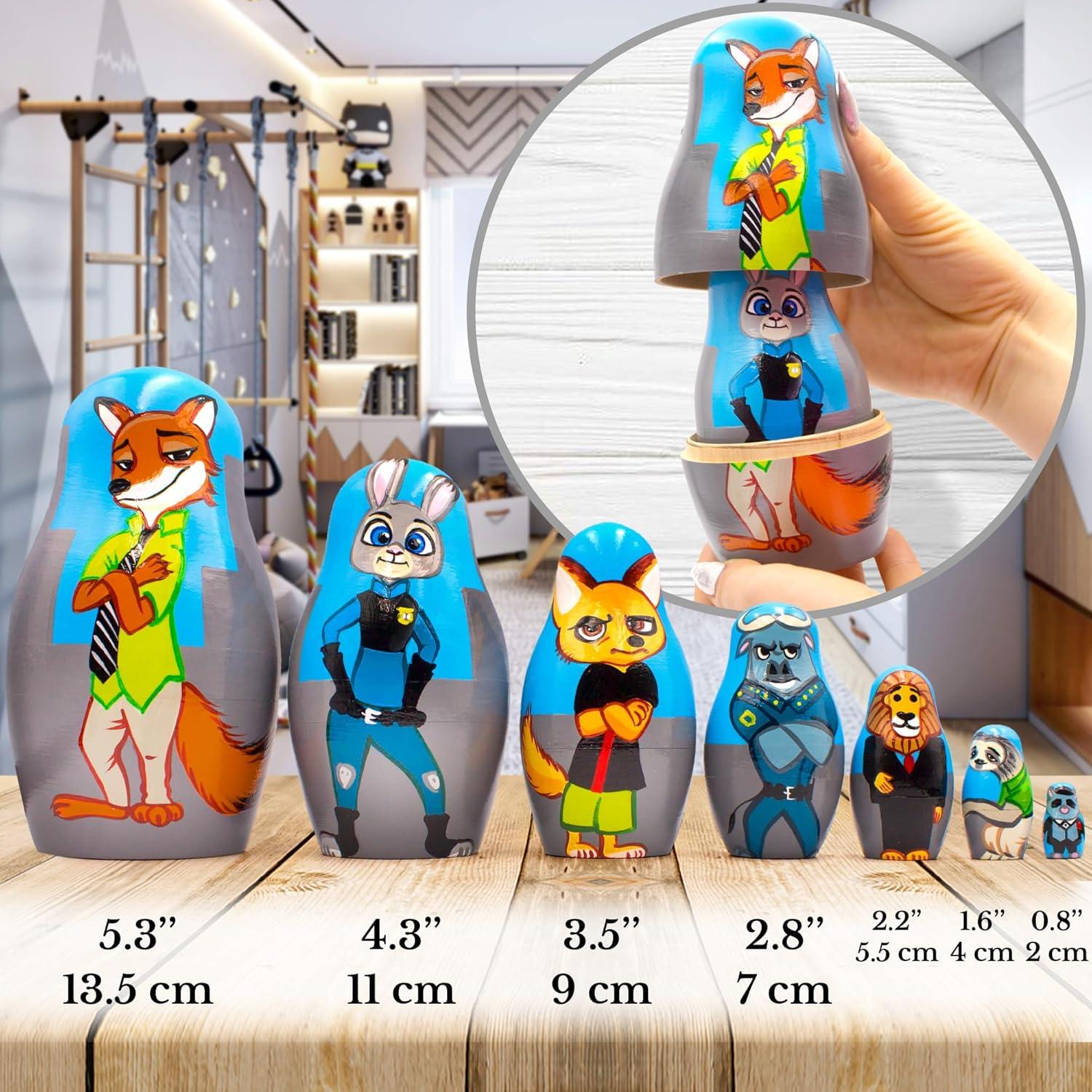 Conjunto de Muñecas Matryoshka Zootopia AEVVV 7 Piezas