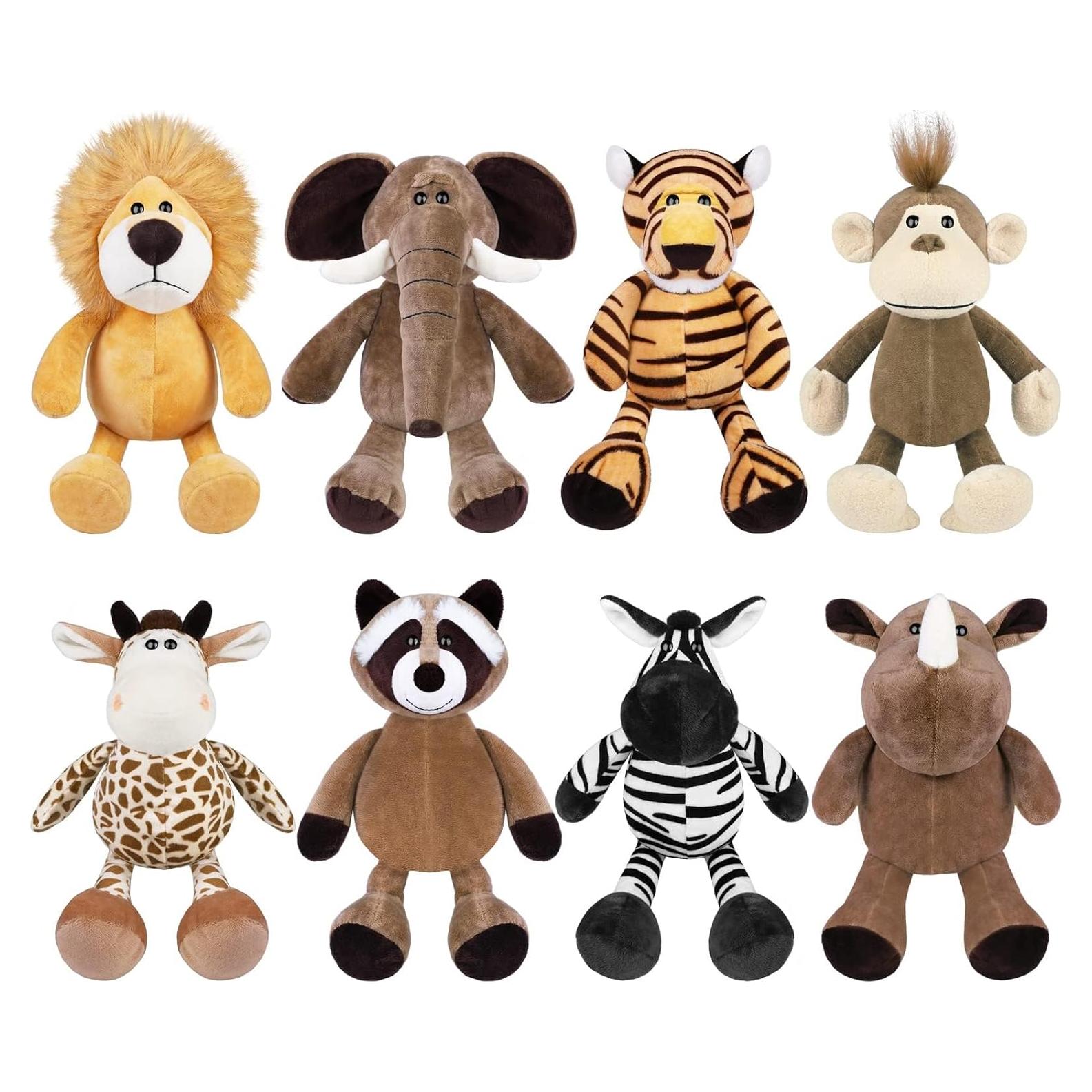 Conjunto de 8 Animales de Peluche Safari Elcoho 24.89 cm