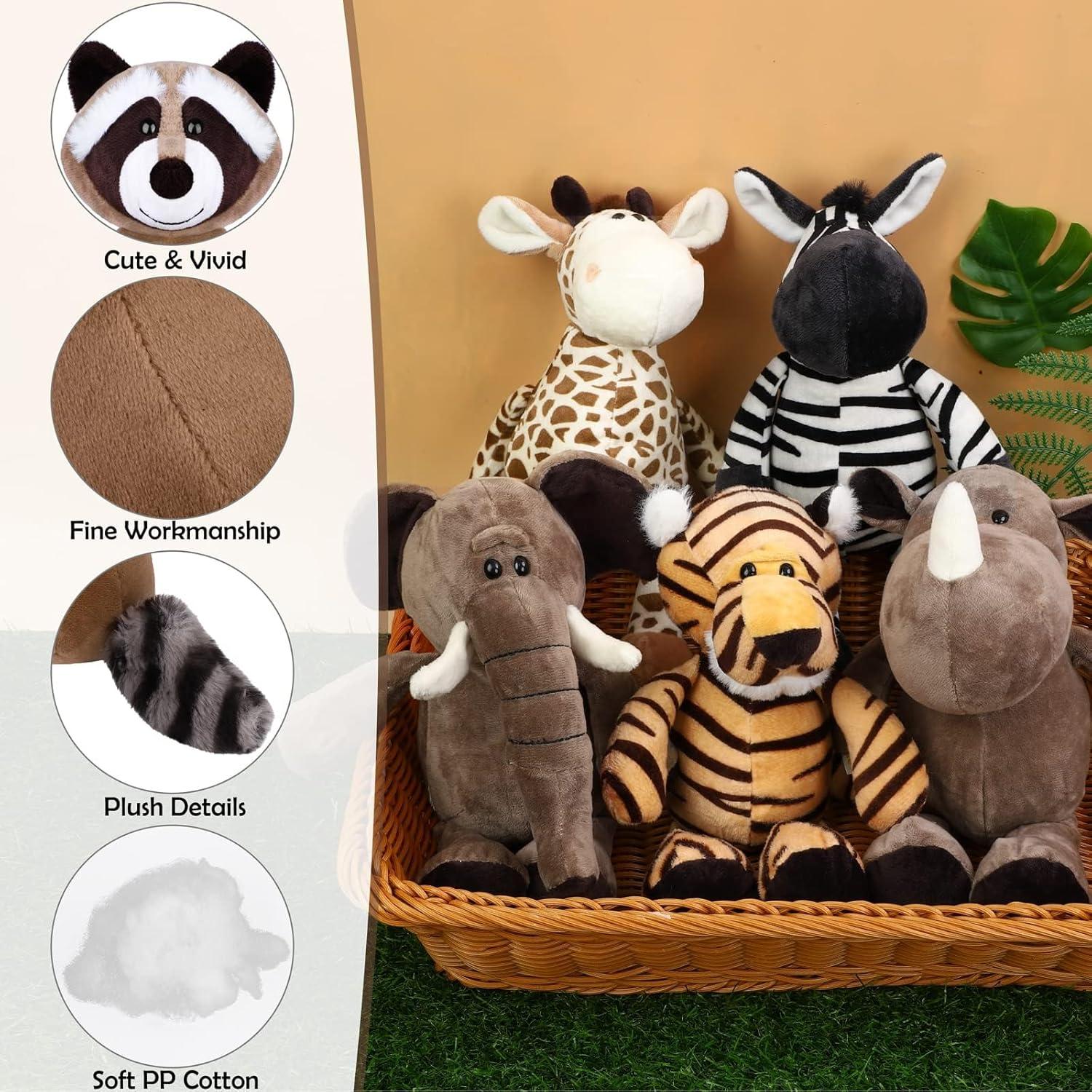 Conjunto de 8 Animales de Peluche Safari Elcoho 24.89 cm