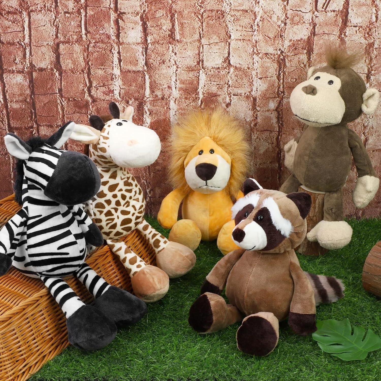Conjunto de 8 Animales de Peluche Safari Elcoho 24.89 cm