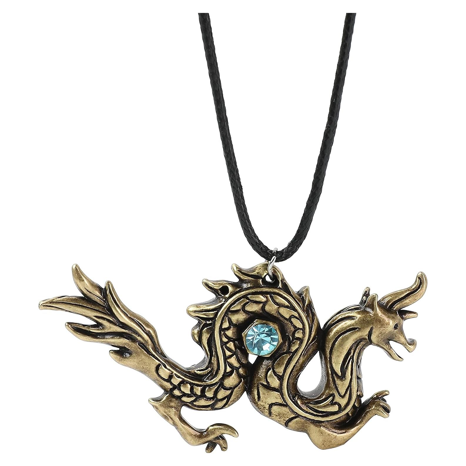 Collar de Dragón con Colgante de Piedra Azul A&C Hero