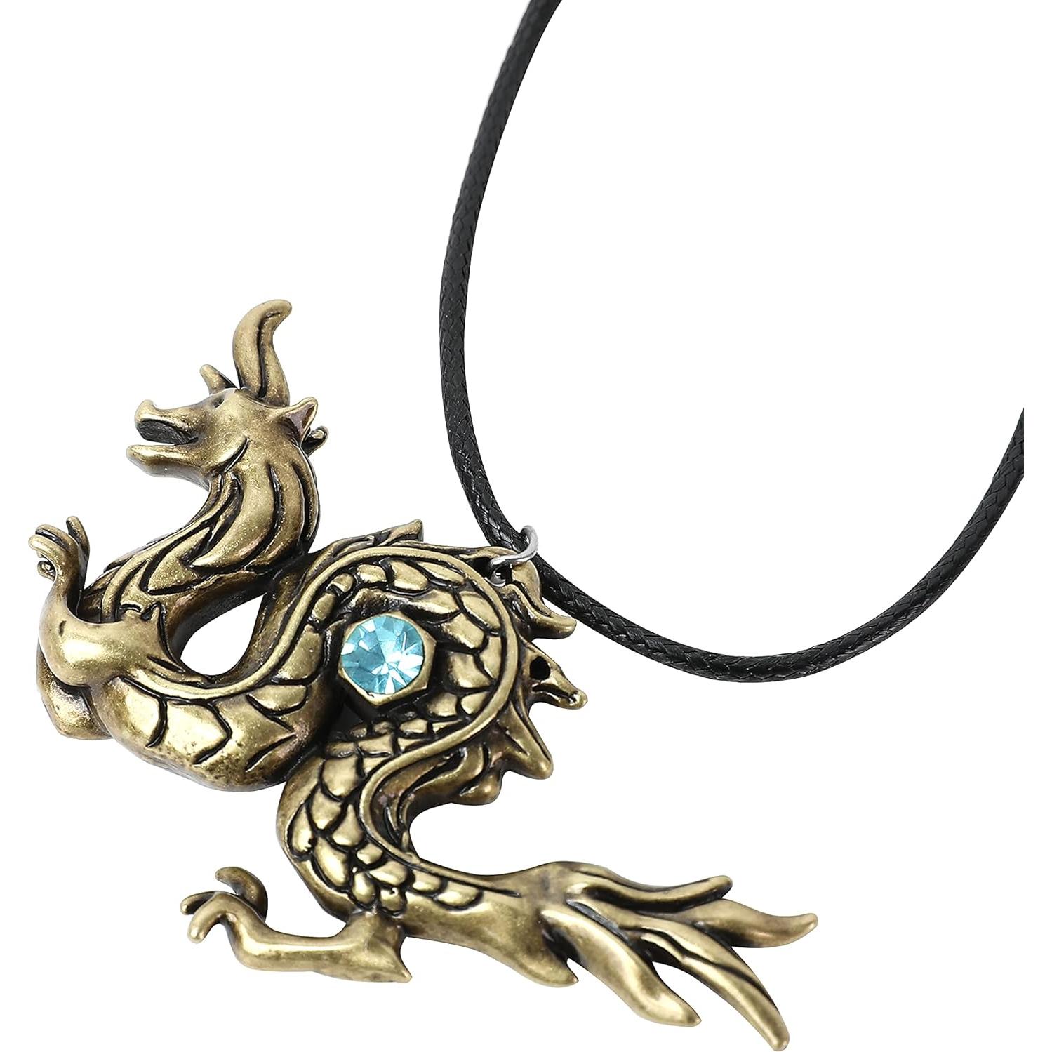 Collar de Dragón con Colgante de Piedra Azul A&C Hero