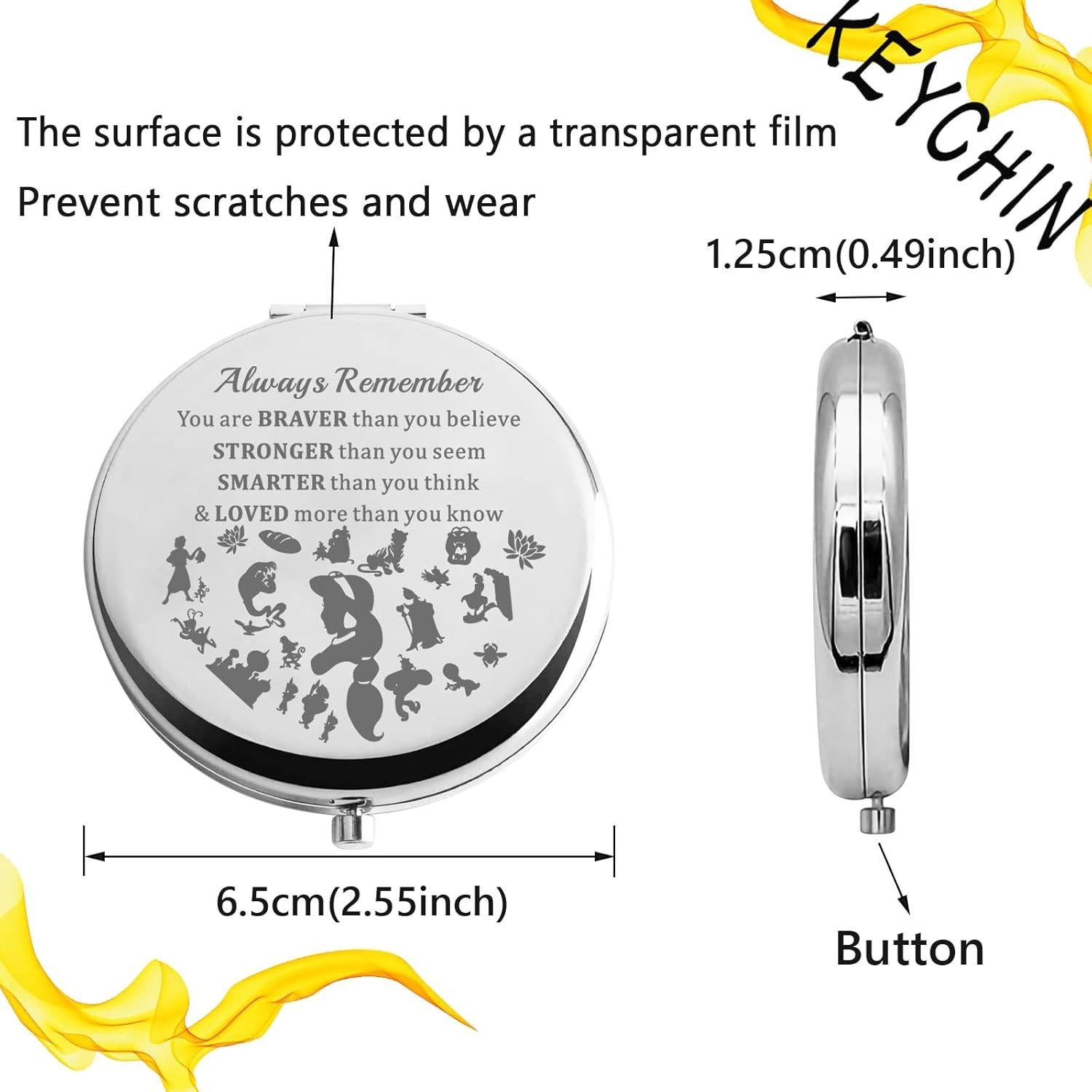 Espejo de bolsillo KEYCHIN Princesa Jasmine 9.14 cm Redondo