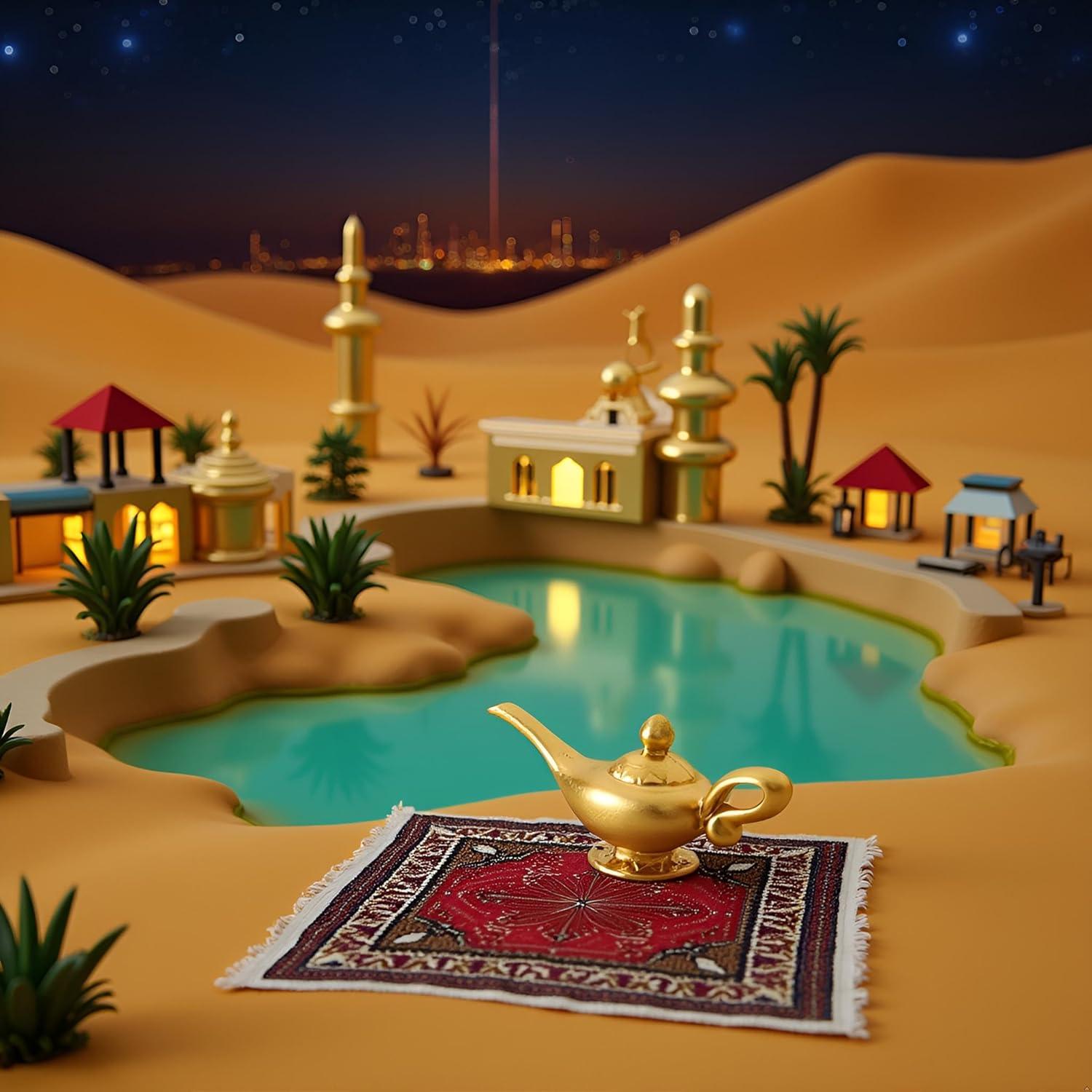 Lámpara de Genio de Aladino Miniatura 1/12 Dorada - Accesorio DIY