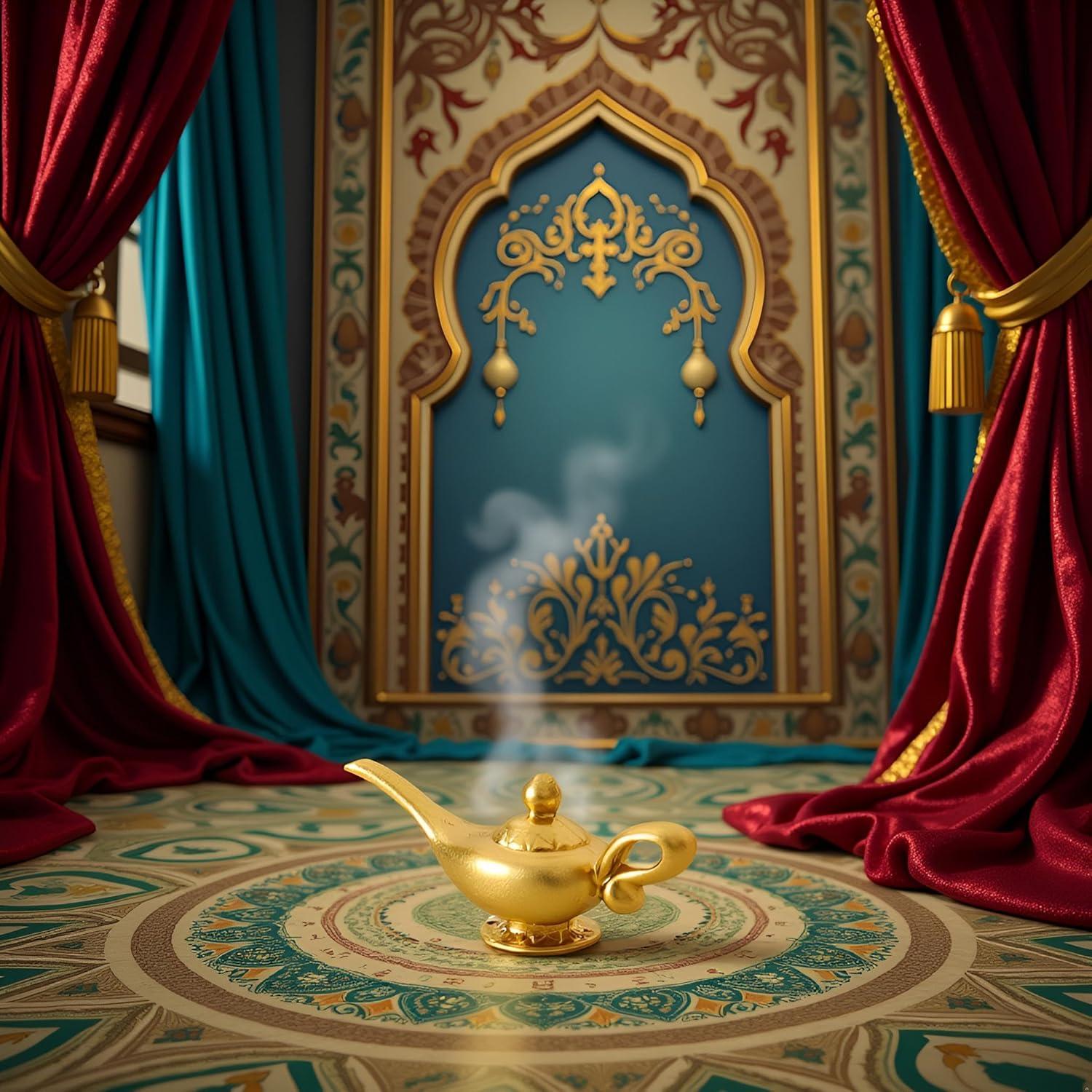 Lámpara de Genio de Aladino Miniatura 1/12 Dorada - Accesorio DIY