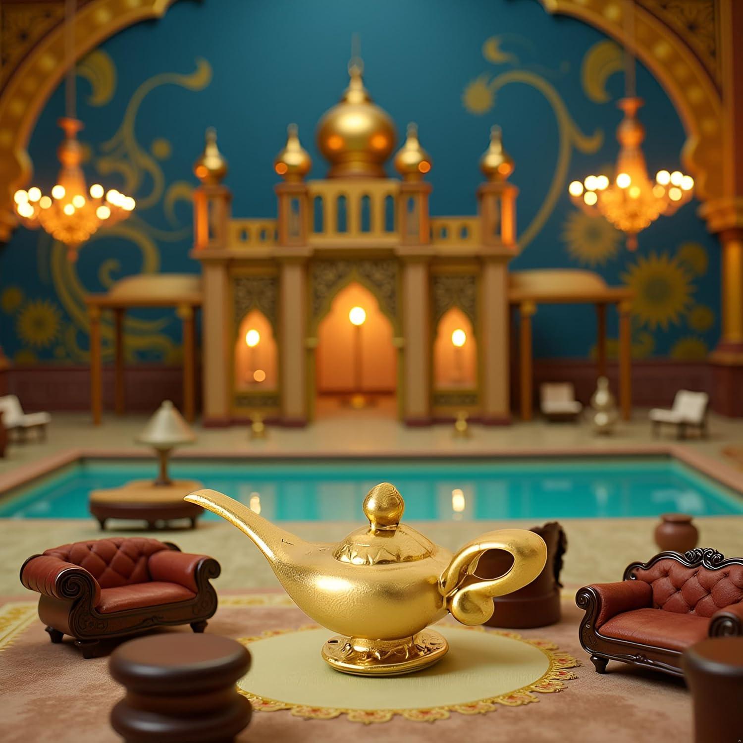 Lámpara de Genio de Aladino Miniatura 1/12 Dorada - Accesorio DIY