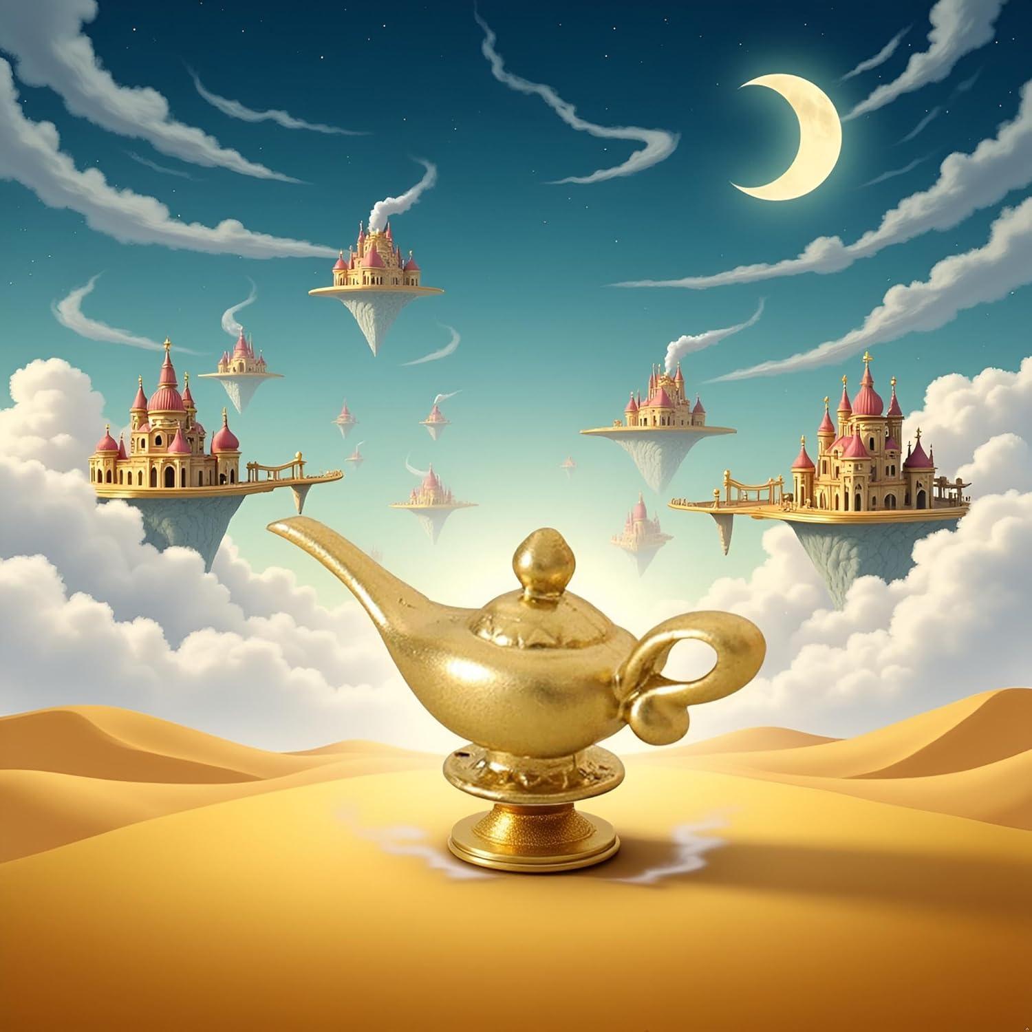 Lámpara de Genio de Aladino Miniatura 1/12 Dorada - Accesorio DIY