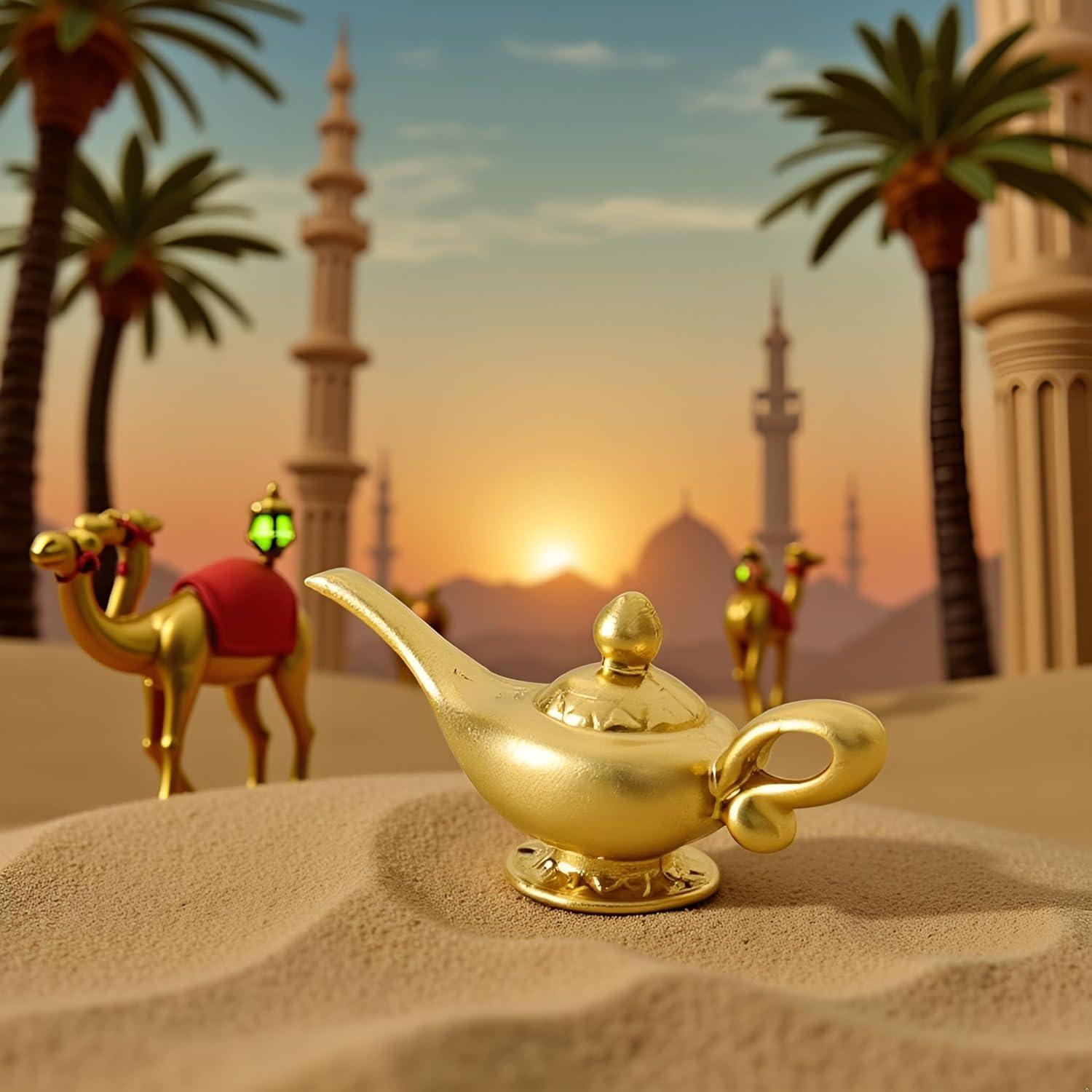 Lámpara de Genio de Aladino Miniatura 1/12 Dorada - Accesorio DIY