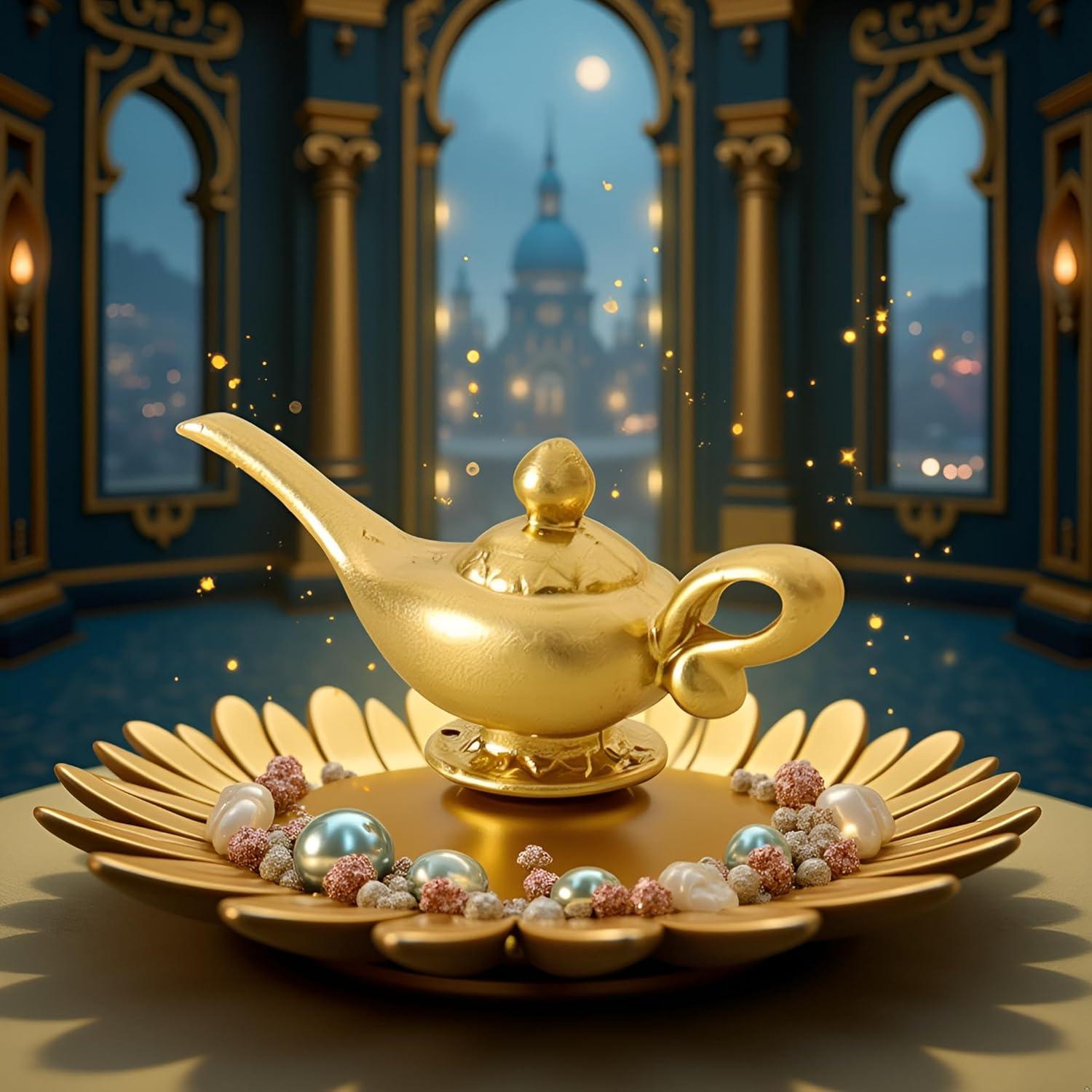 Lámpara de Genio de Aladino Miniatura 1/12 Dorada - Accesorio DIY