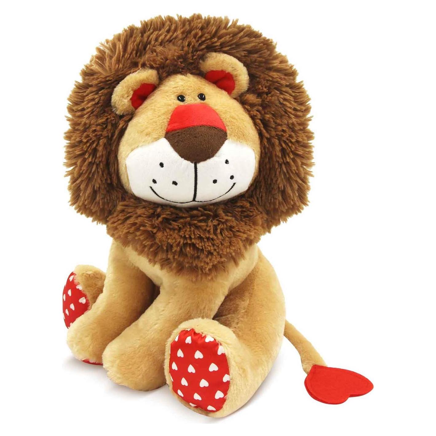 Peluches León WEIGEDU 35 cm, Juguete de Felpa con Cola Corazón