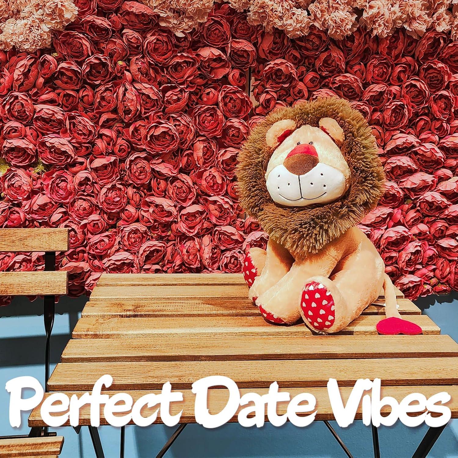 Peluches León WEIGEDU 35 cm, Juguete de Felpa con Cola Corazón