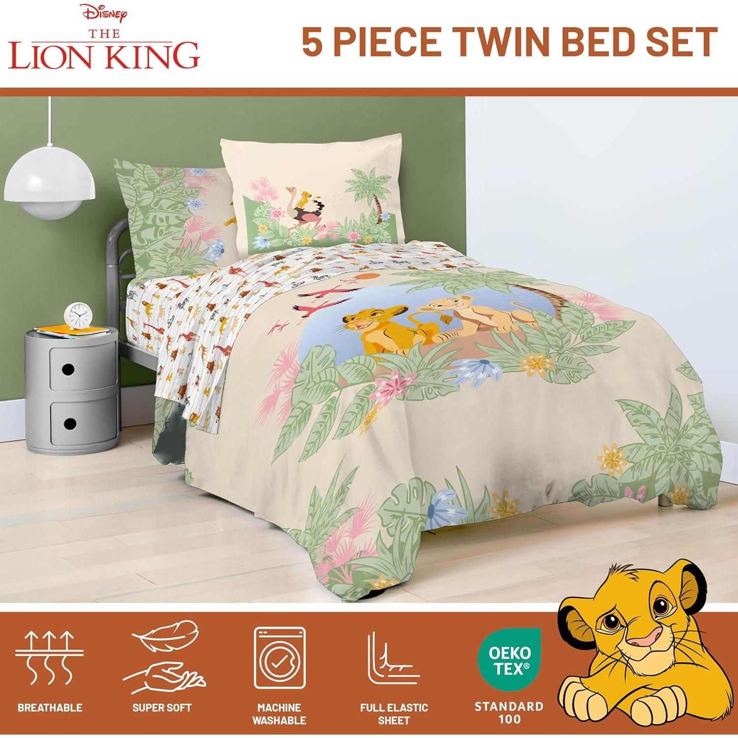 Juego de Edredón Individual Jay Franco El Rey León 5 Piezas