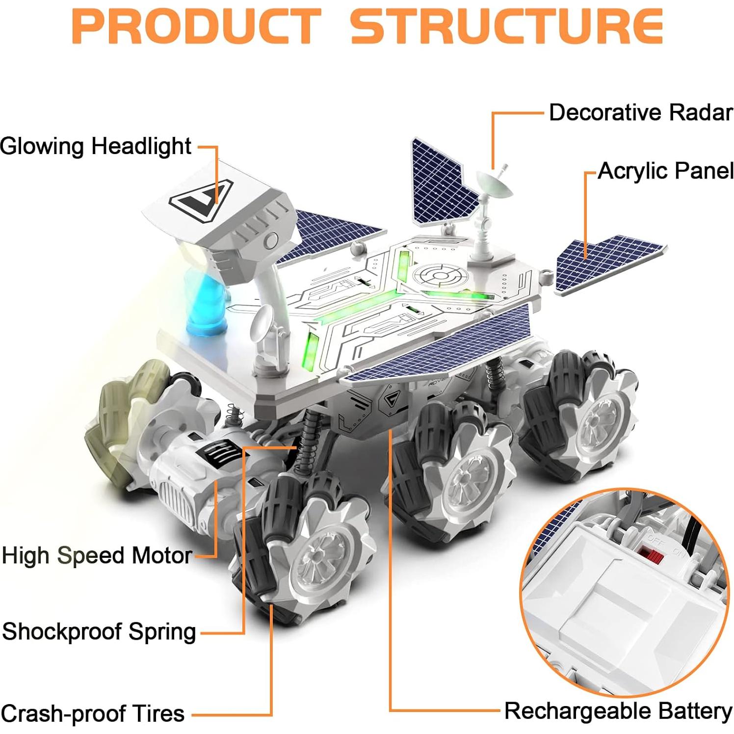 Coche de Control Remoto KJIXYUNG Rover Espacial 6 Ruedas 0.99kg
