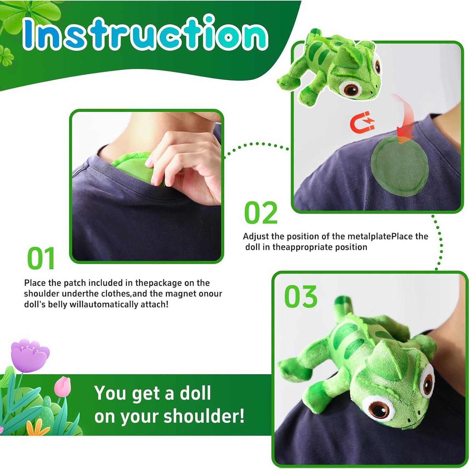 Muñeca de peluche camaleón para hombro - Juguete cosplay verde