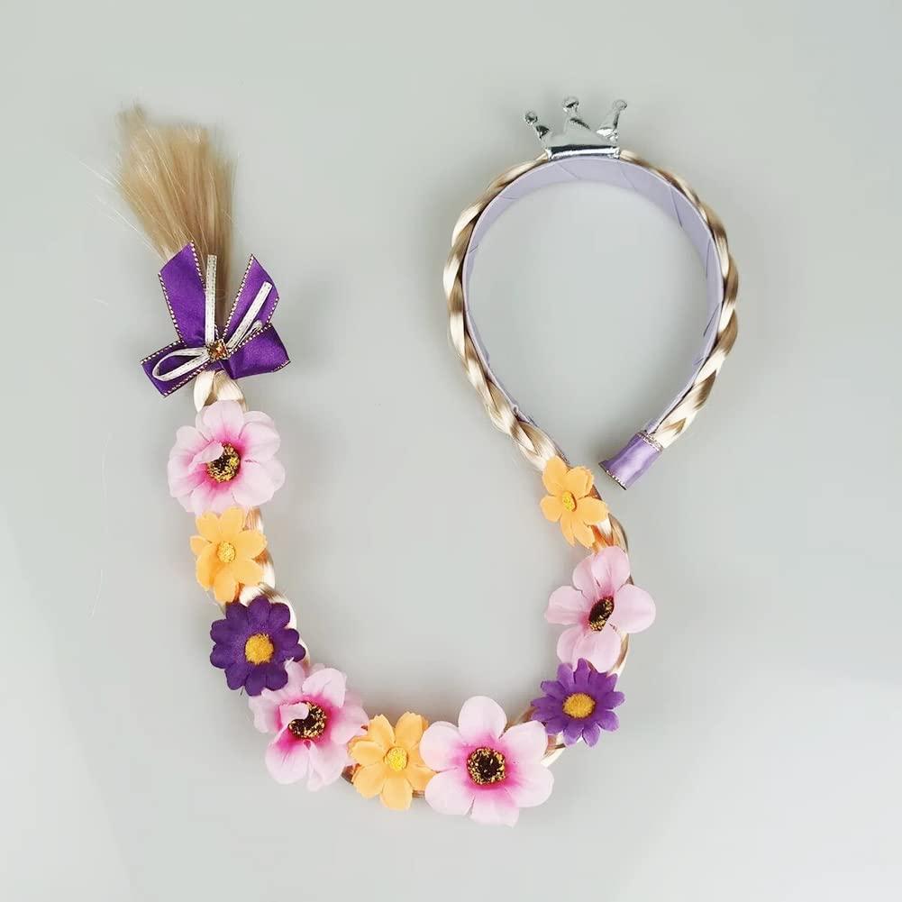 Peluca de Princesa Rapunzel con Guantes y Collar Yosbabe