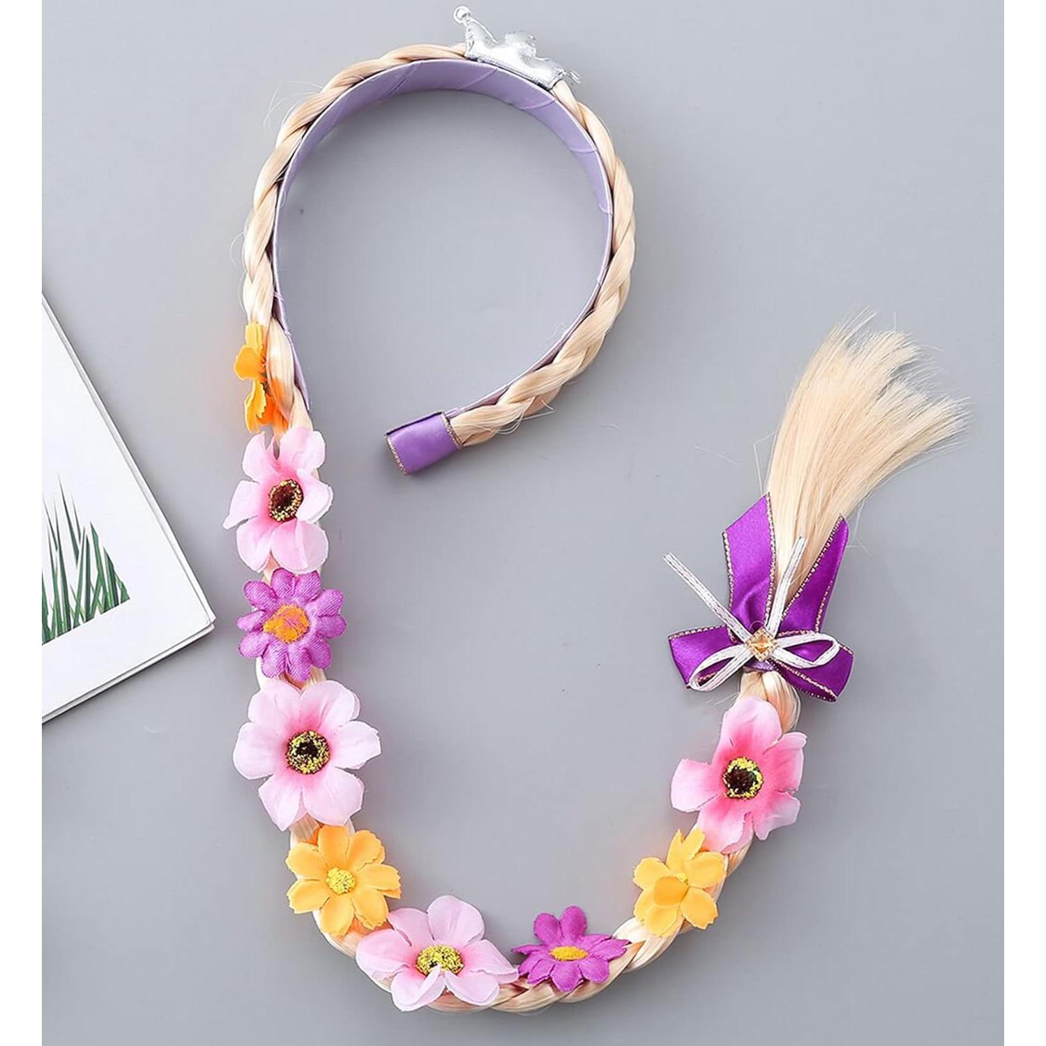 Peluca de Princesa Rapunzel con Guantes y Collar Yosbabe