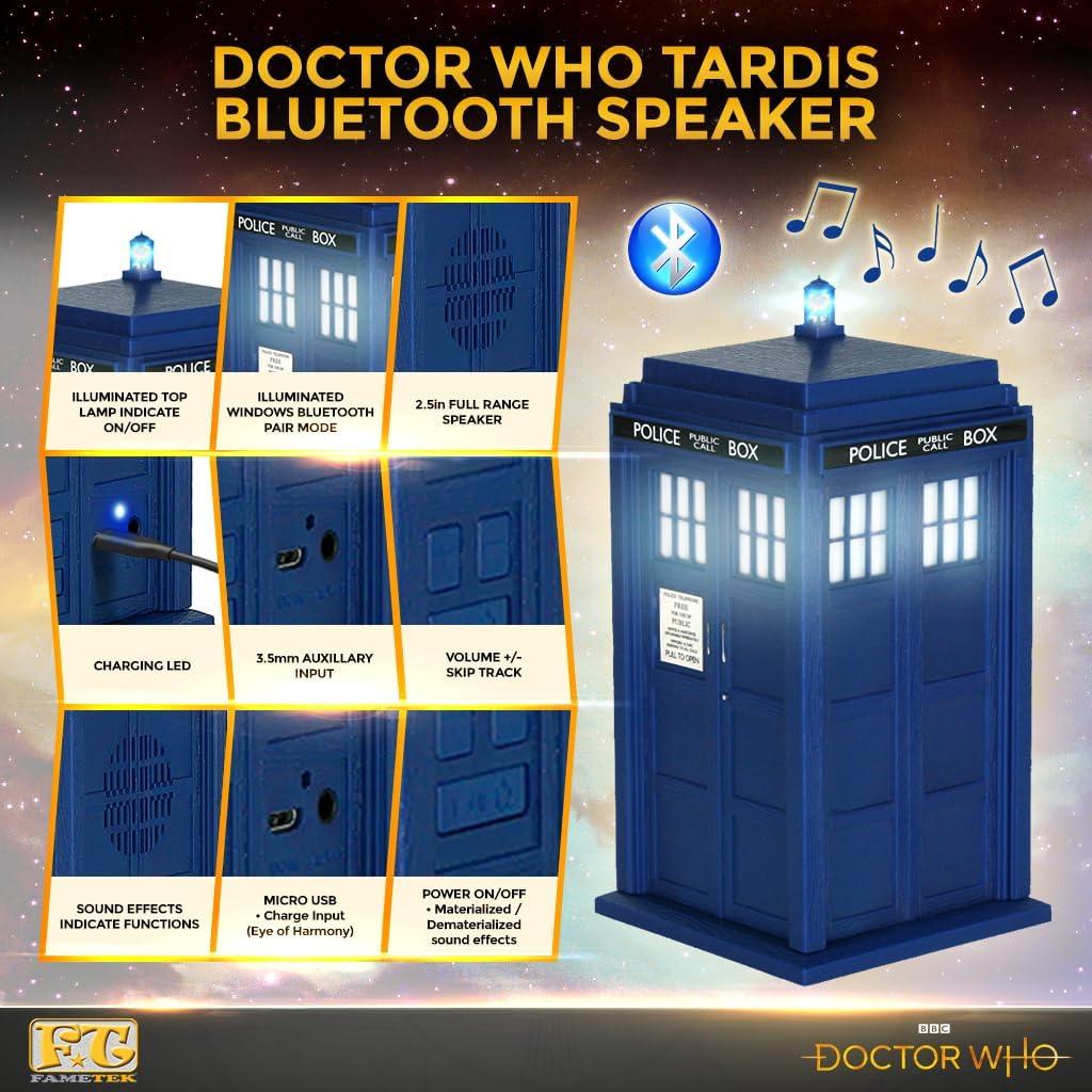 Altavoz Bluetooth FAMETEK TARDIS 15.24 cm con Sonido de Doctor Who