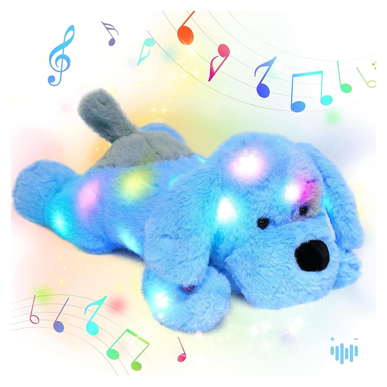 Perro de Peluche Musical LED Hopearl 43 cm, Luz y Sonido