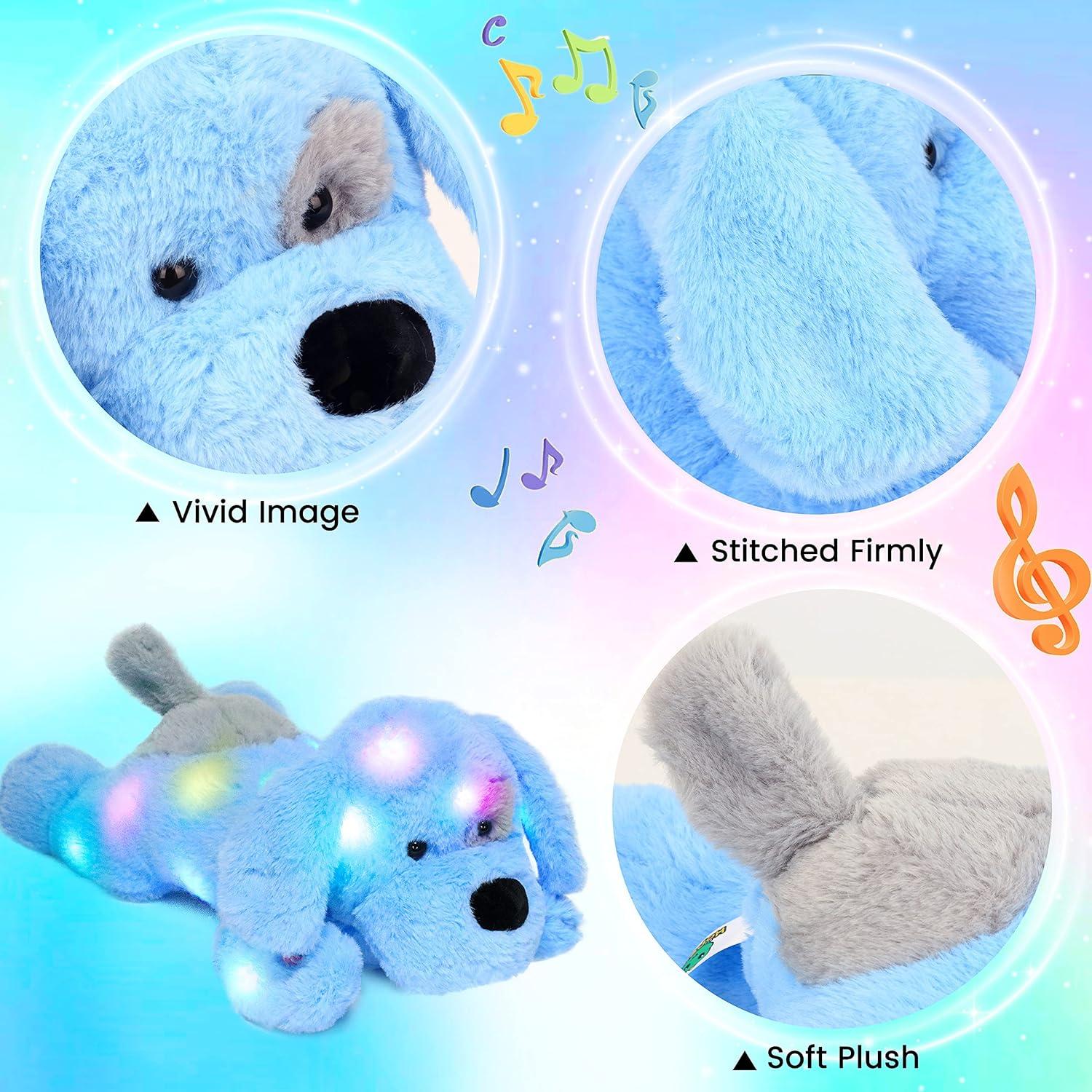 Perro de Peluche Musical LED Hopearl 43 cm, Luz y Sonido