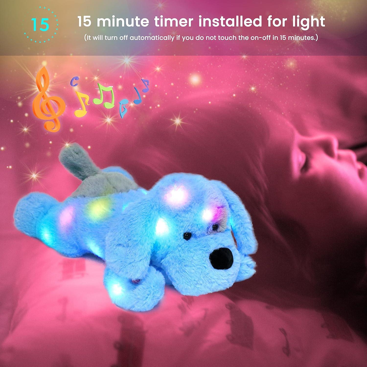 Perro de Peluche Musical LED Hopearl 43 cm, Luz y Sonido