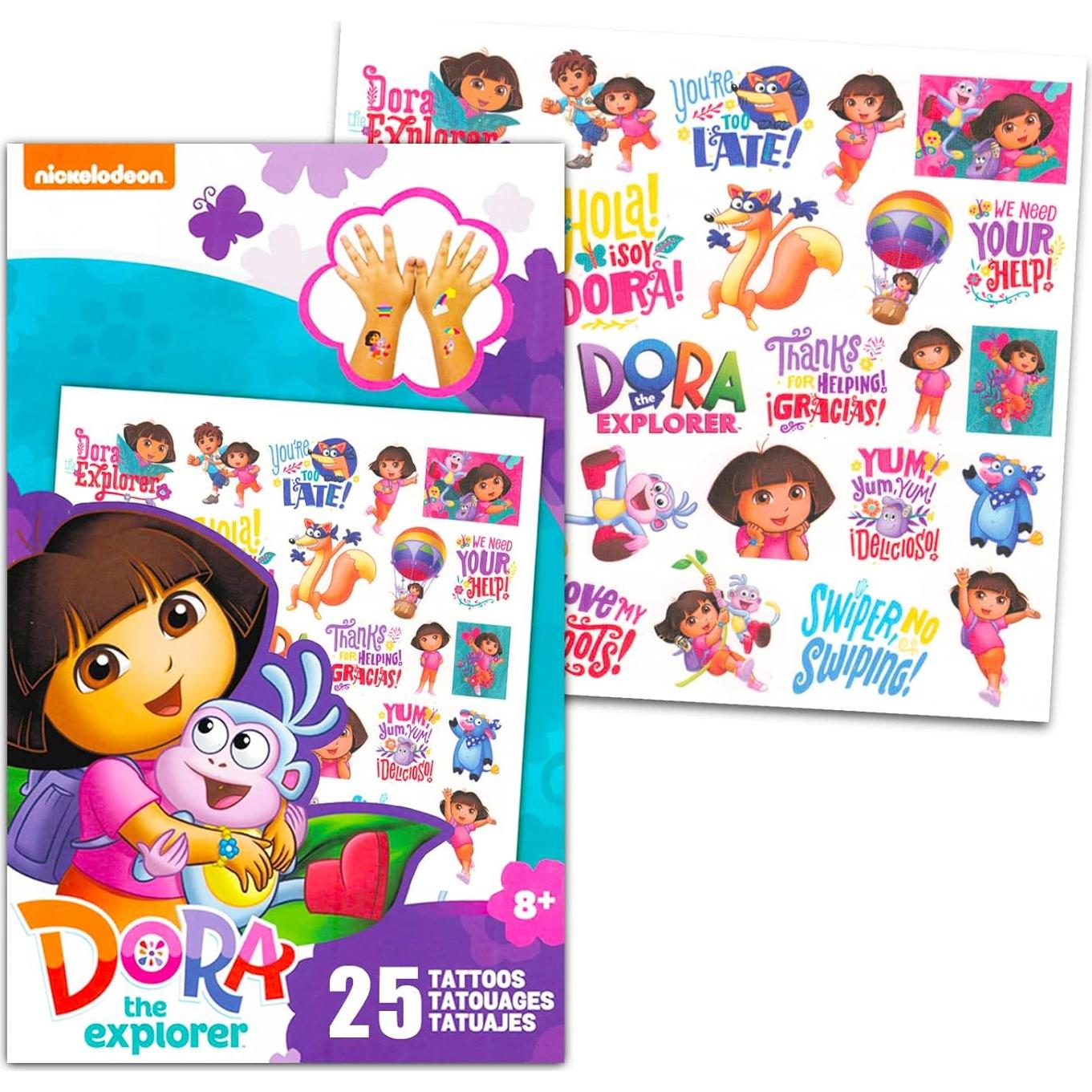 Set de Tatuajes Temporales Dora la Exploradora - 75 Diseños
