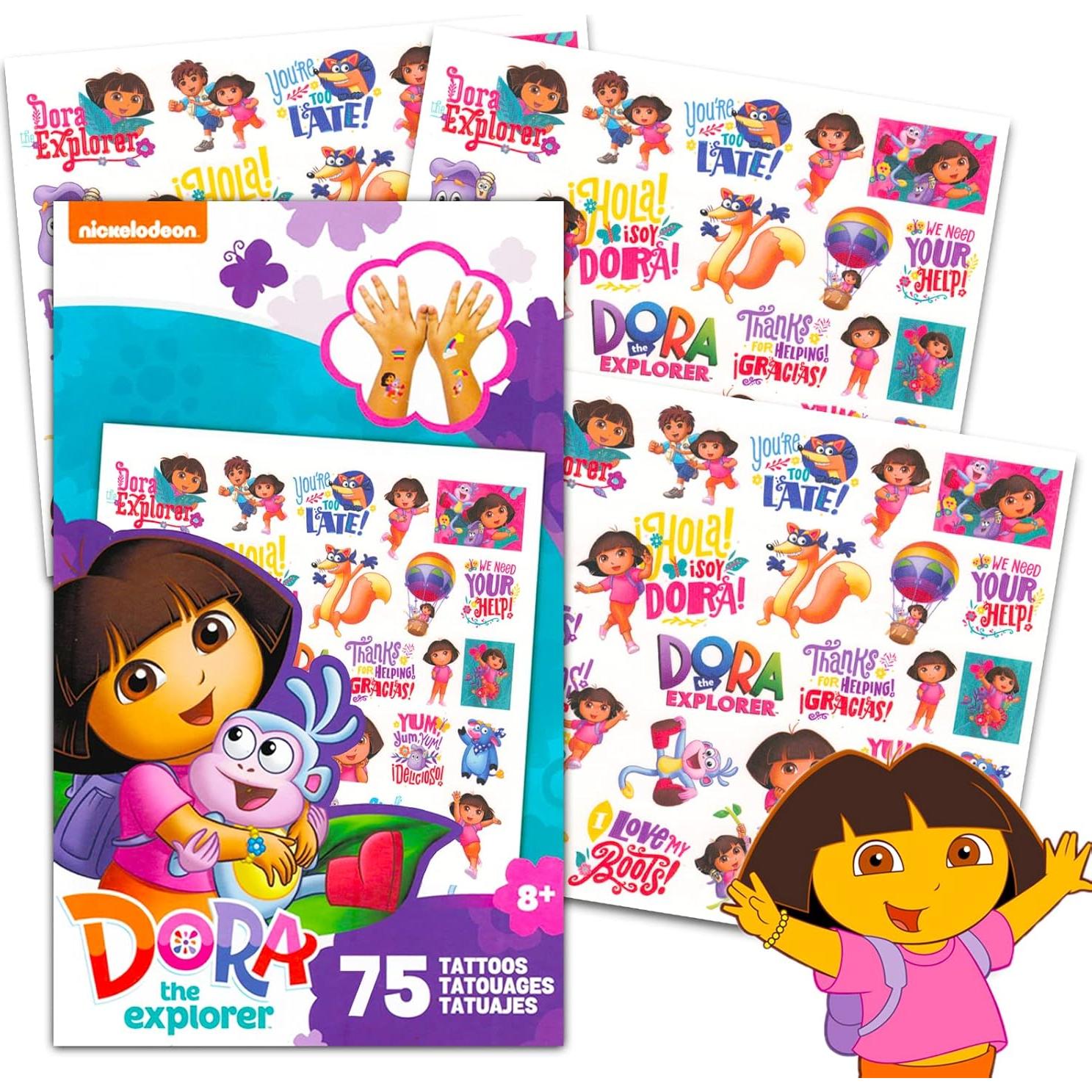 Set de Tatuajes Temporales Dora la Exploradora - 75 Diseños
