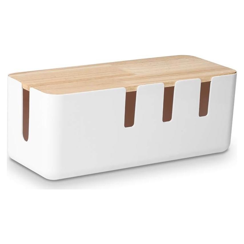Caja de Gestión de Cables Baskiss 30x12x11 cm Tapa de Madera
