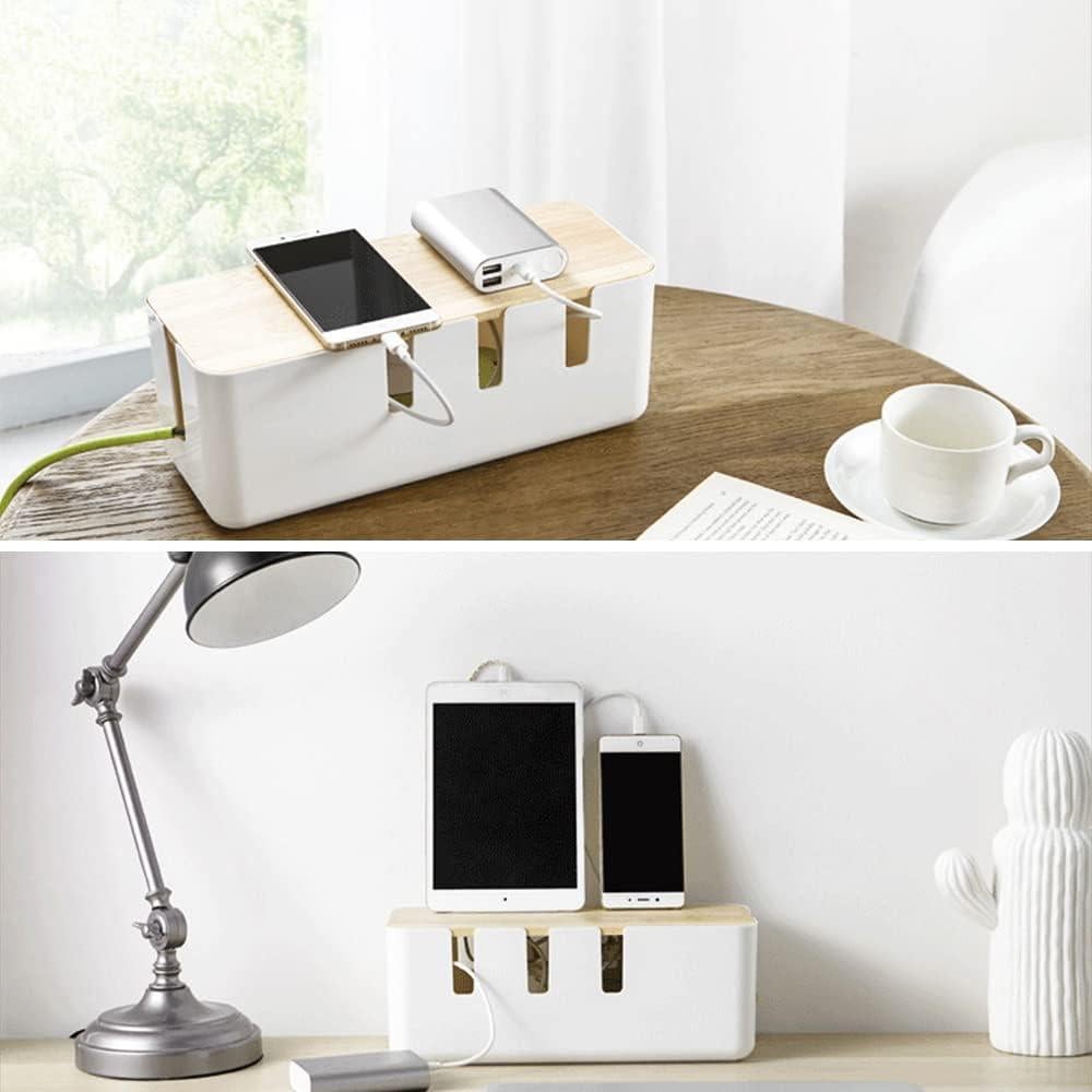 Caja de Gestión de Cables Baskiss 30x12x11 cm Tapa de Madera