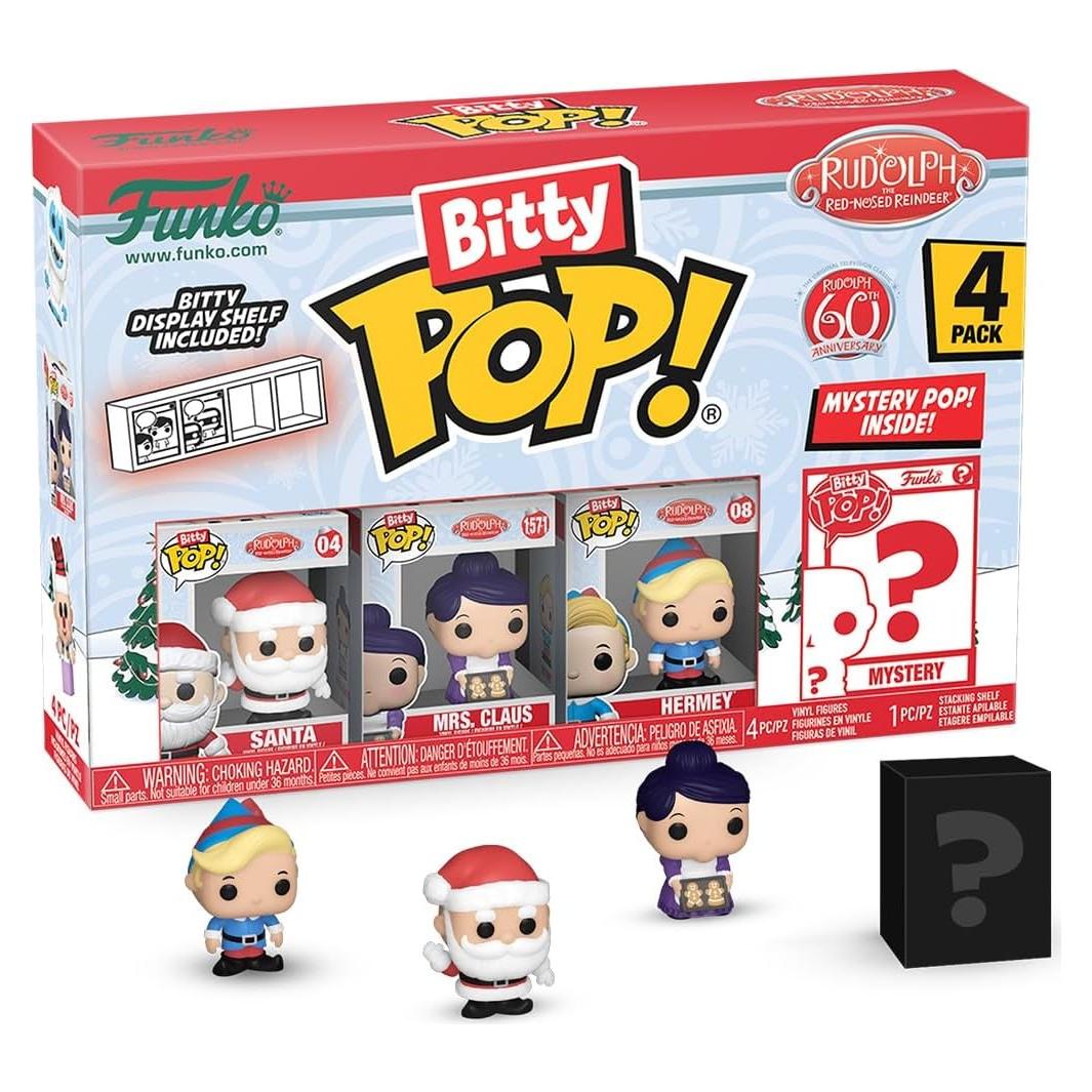 Funko Bitty Pop! Rudolph 4-Pack: Santa, Sra. Claus, Hermey