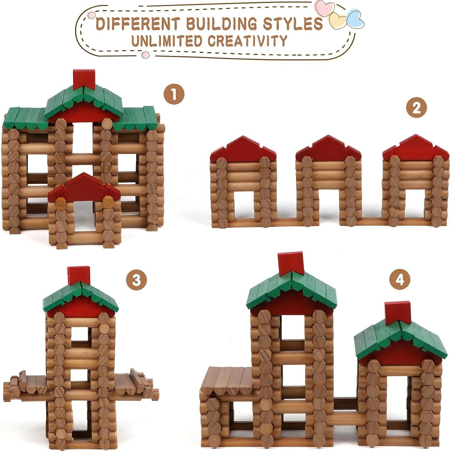 Juego de Construcción de Troncos de Madera Wondertoys 208 Piezas