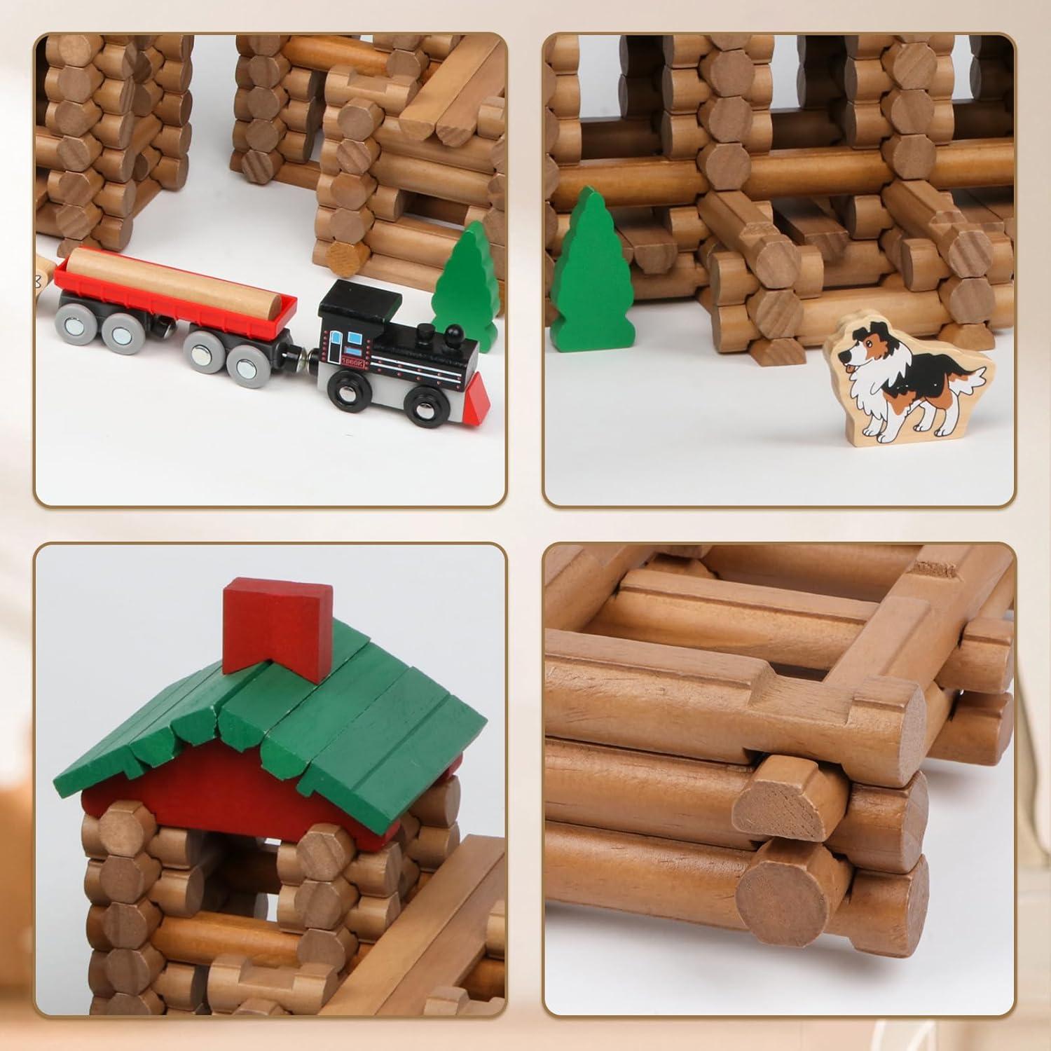 Juego de Construcción de Troncos de Madera Wondertoys 208 Piezas