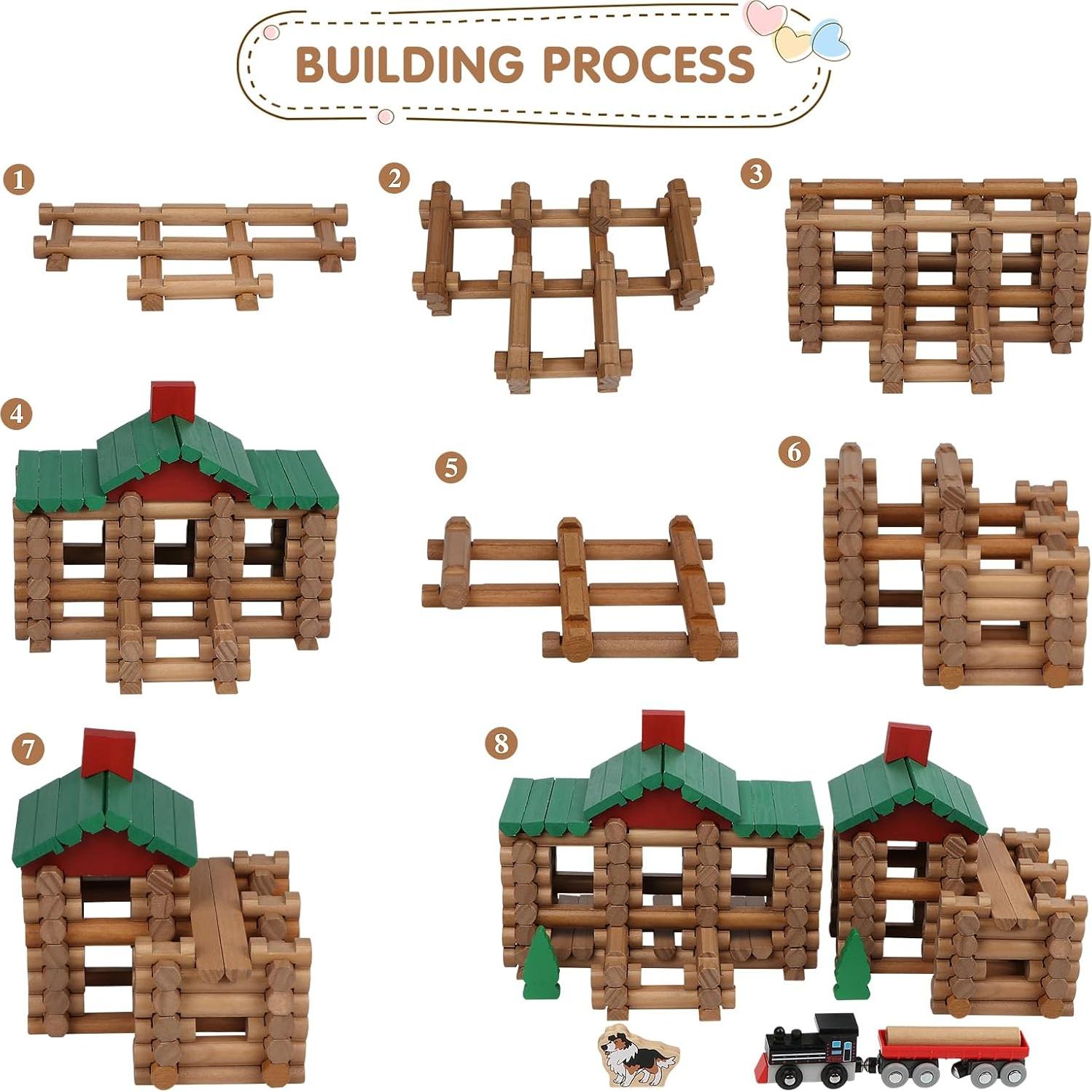 Juego de Construcción de Troncos de Madera Wondertoys 208 Piezas